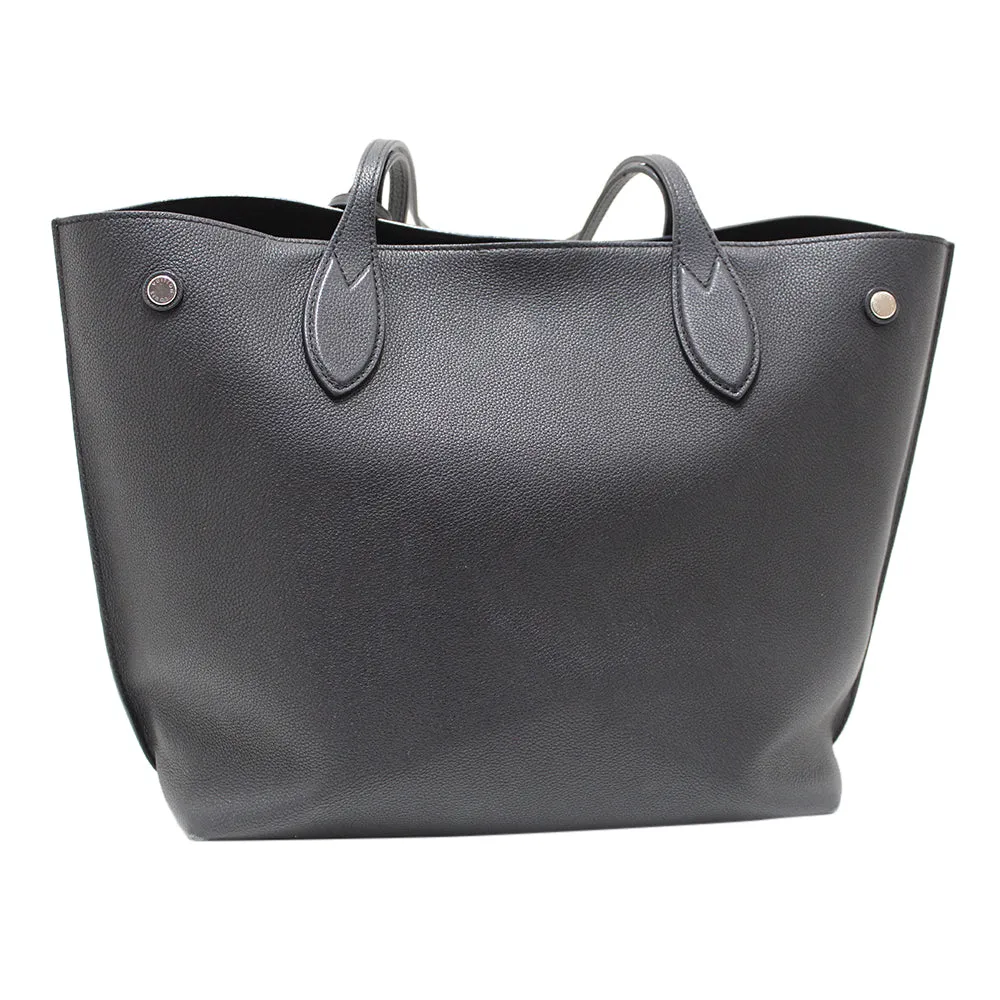 Authentic Louis Vuitton Black Grained Calf Leather Lockme Go Shopper Tote Bag