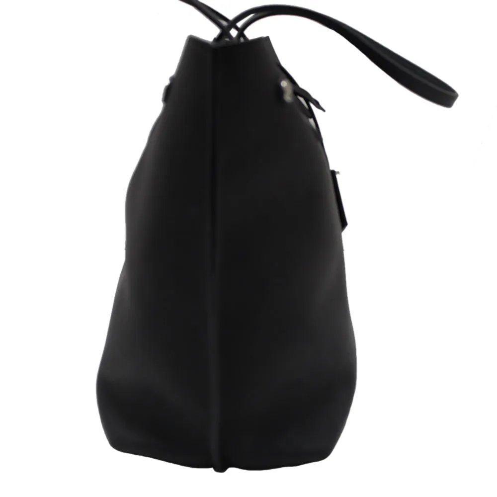 Authentic Louis Vuitton Black Grained Calf Leather Lockme Go Shopper Tote Bag
