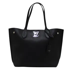 Authentic Louis Vuitton Black Grained Calf Leather Lockme Go Shopper Tote Bag