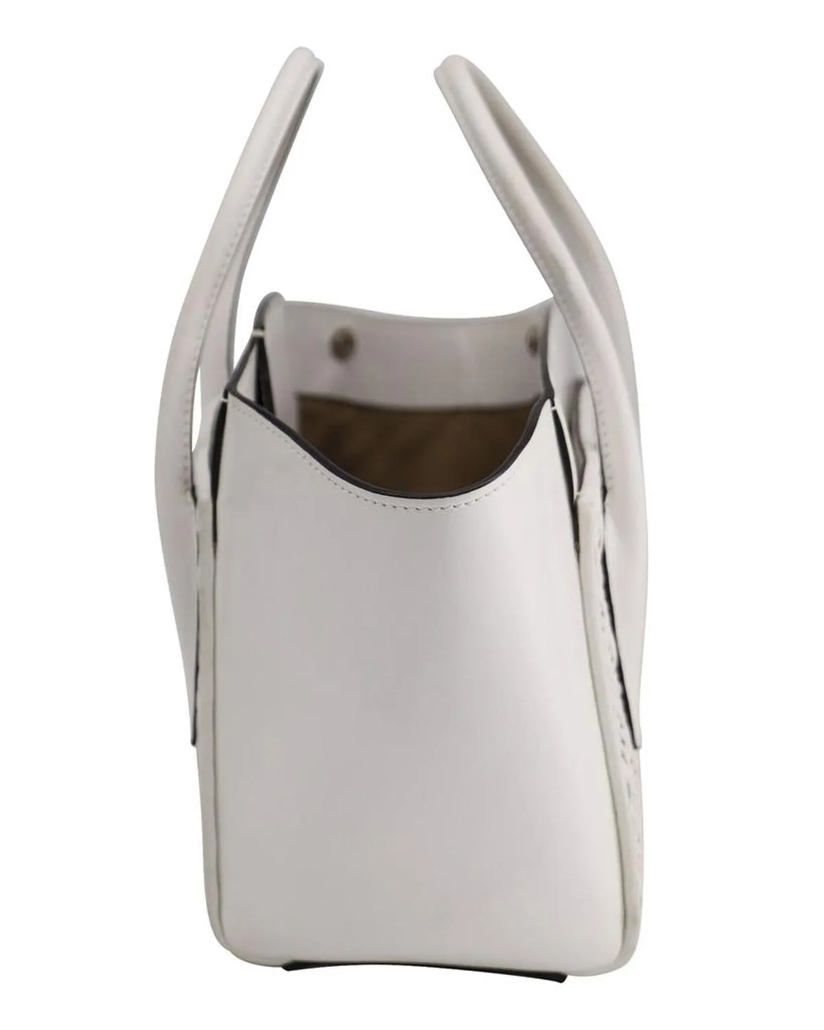 Bancroft Medium Woven Satchel in White Calf Leather