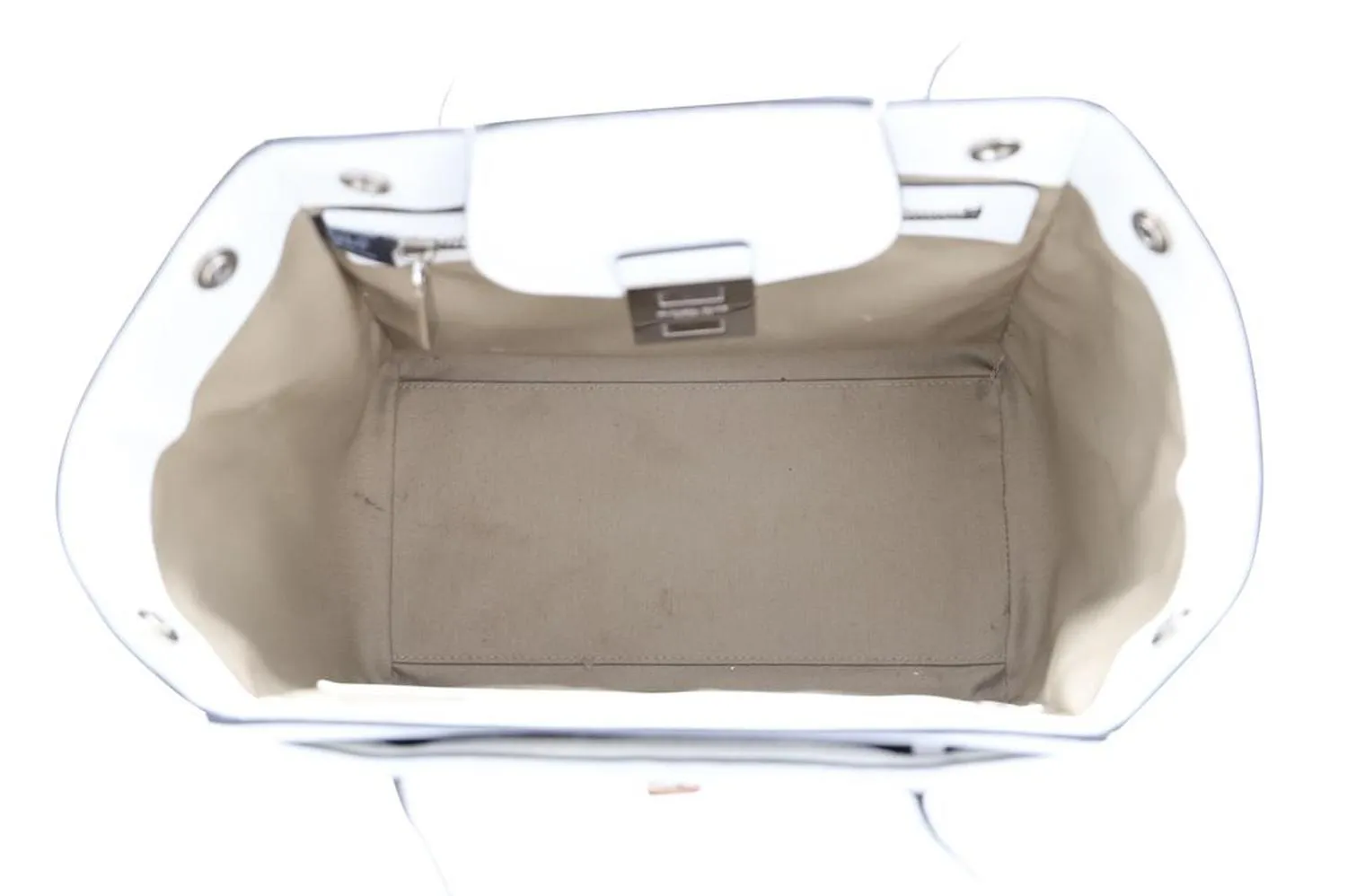 Bancroft Medium Woven Satchel in White Calf Leather