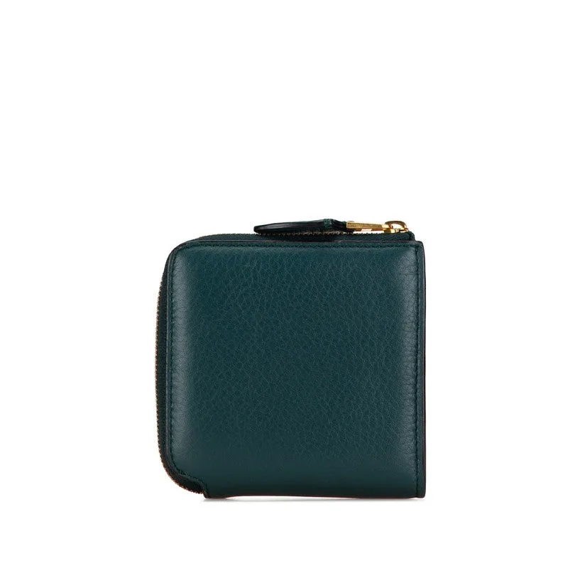 Burberry Leather Compact Round Zipper Wallet