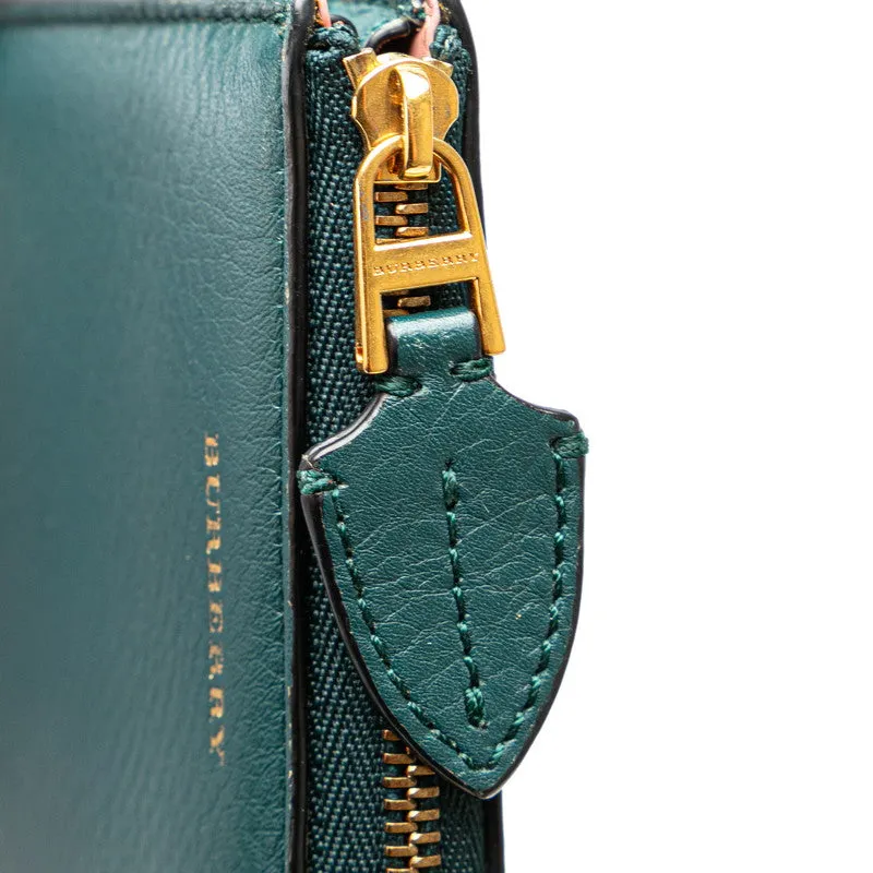 Burberry Leather Compact Round Zipper Wallet