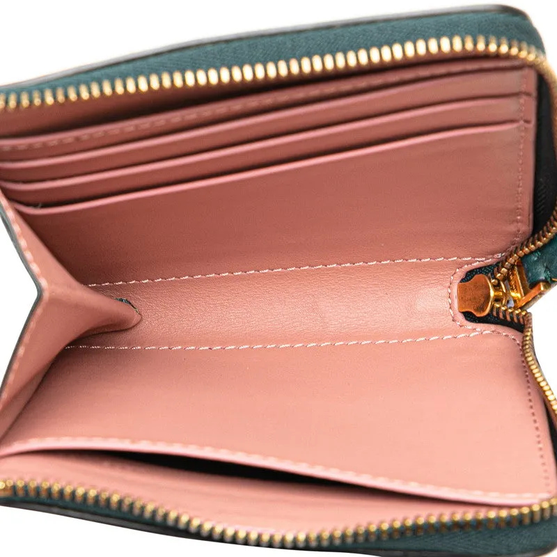 Burberry Leather Compact Round Zipper Wallet