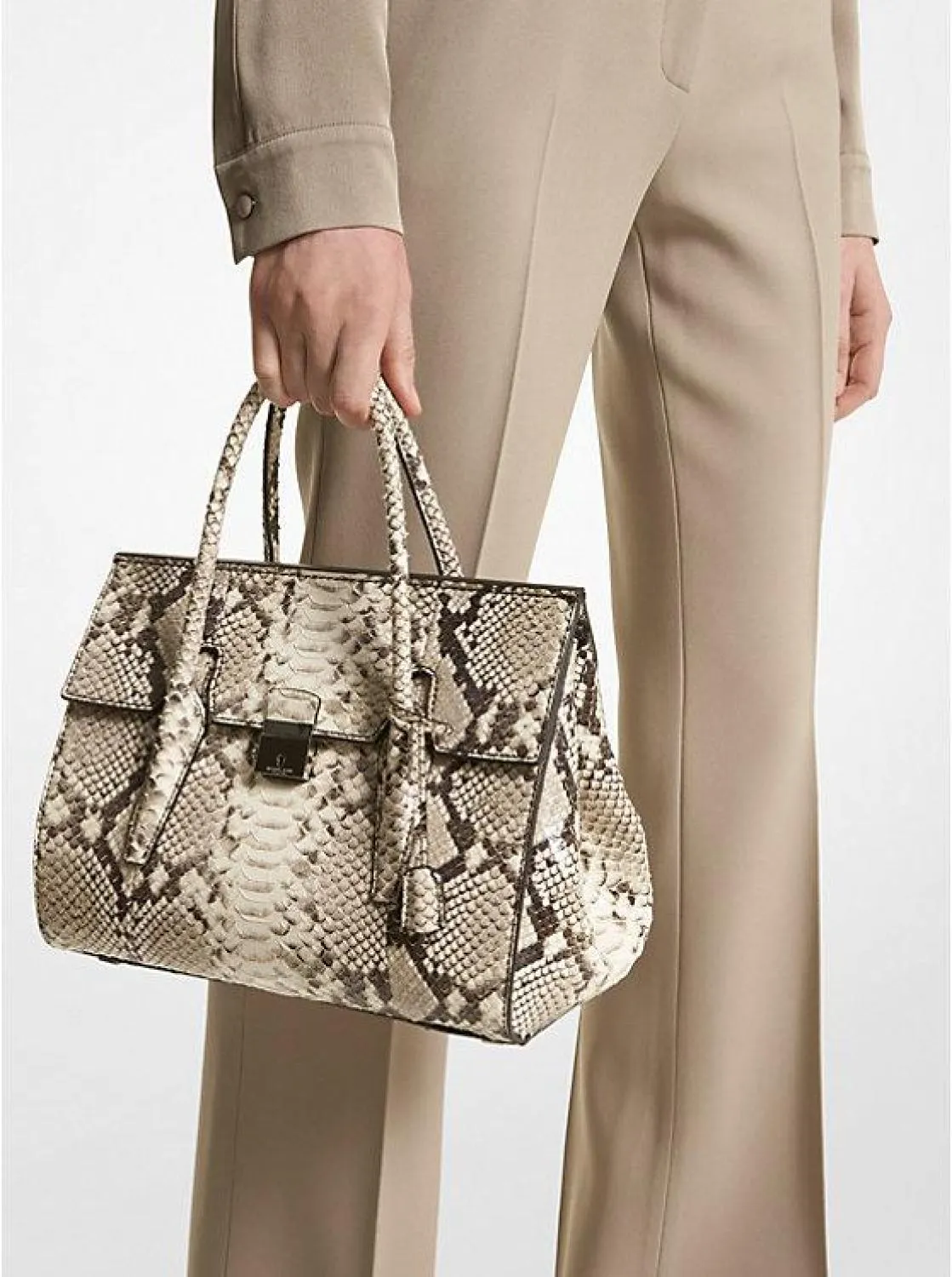 Campbell Medium Python Embossed Leather Satchel