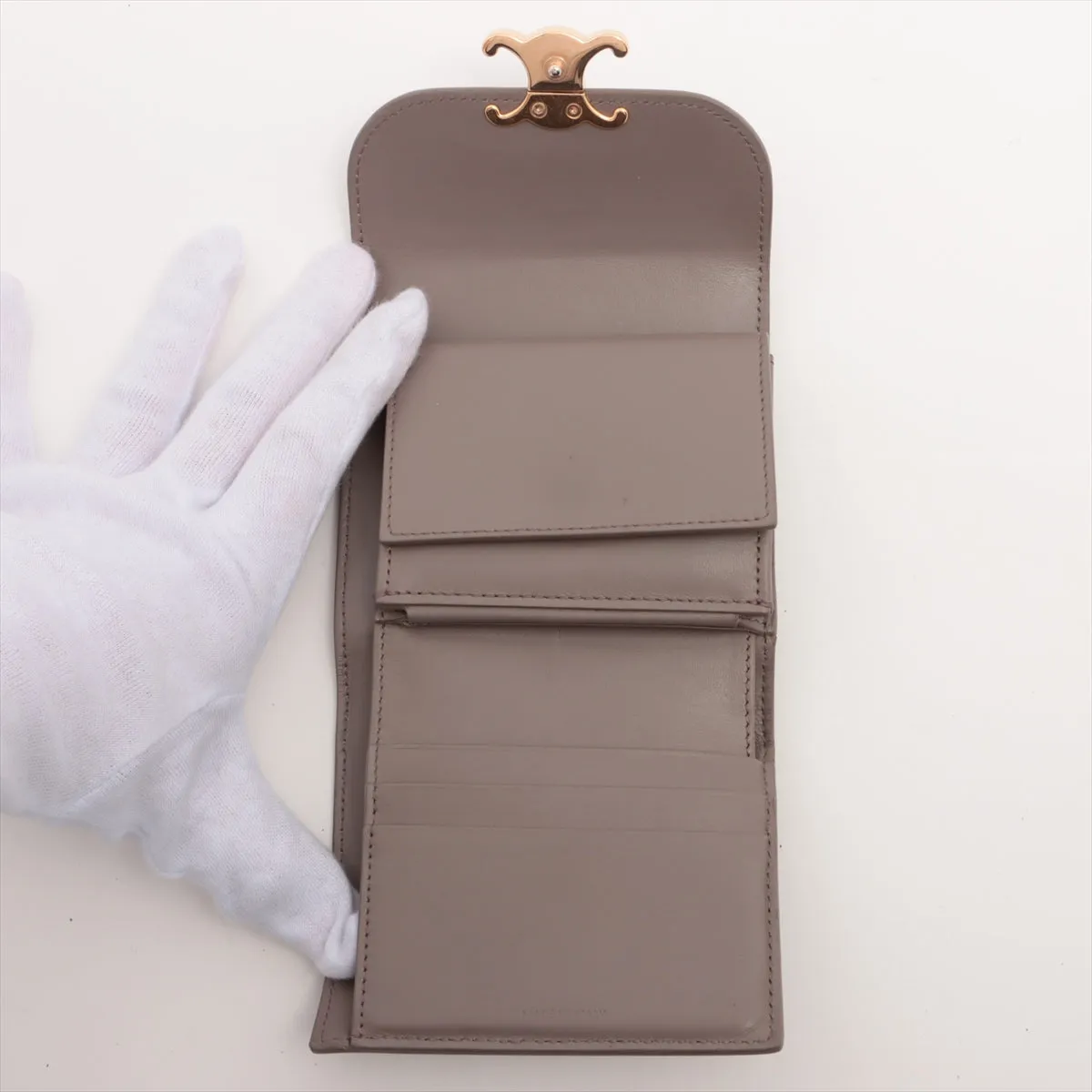 Celine Triomphe Grey Compact Wallet