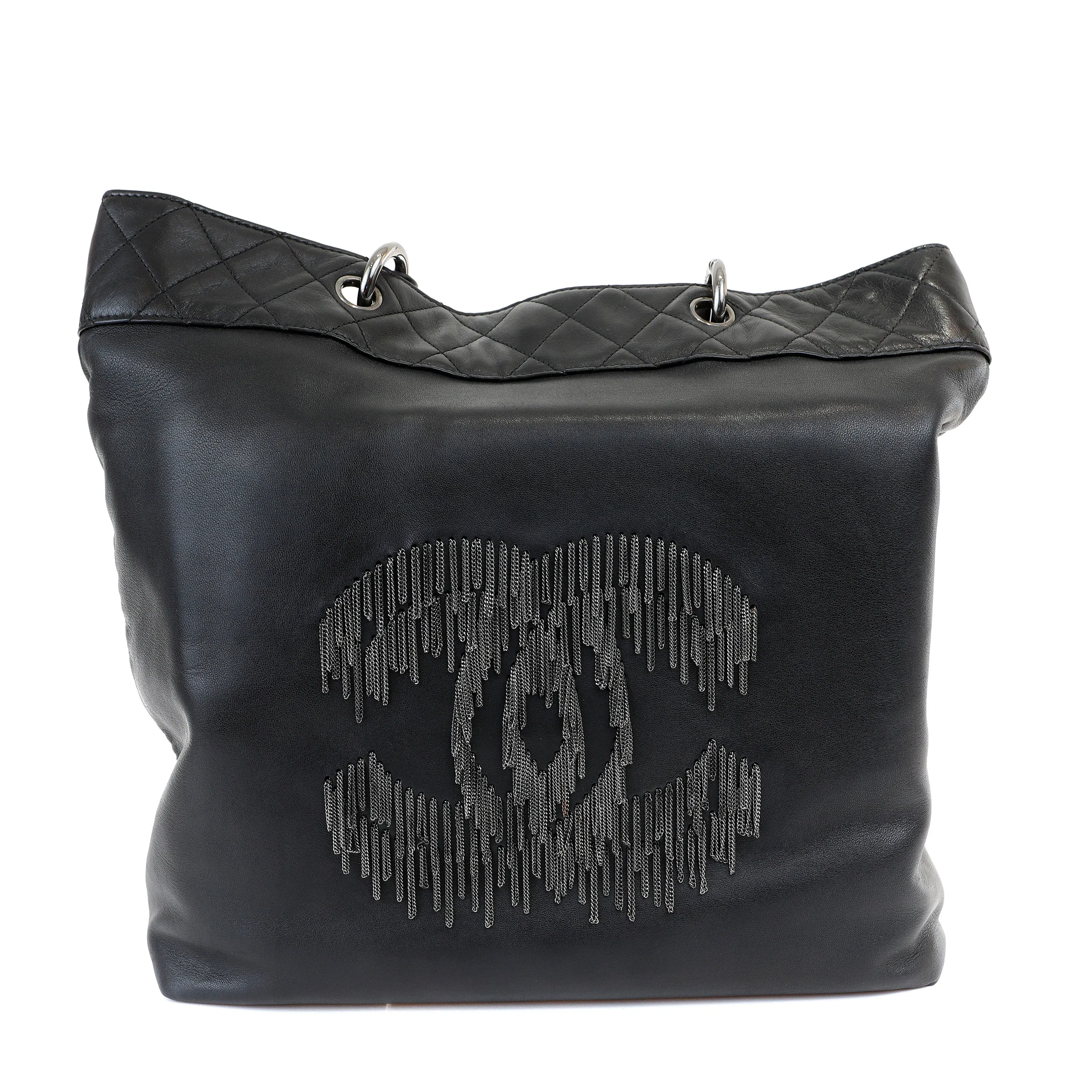 Chanel Black Lambskin Grand Cabernet Tote with Dripping Chains