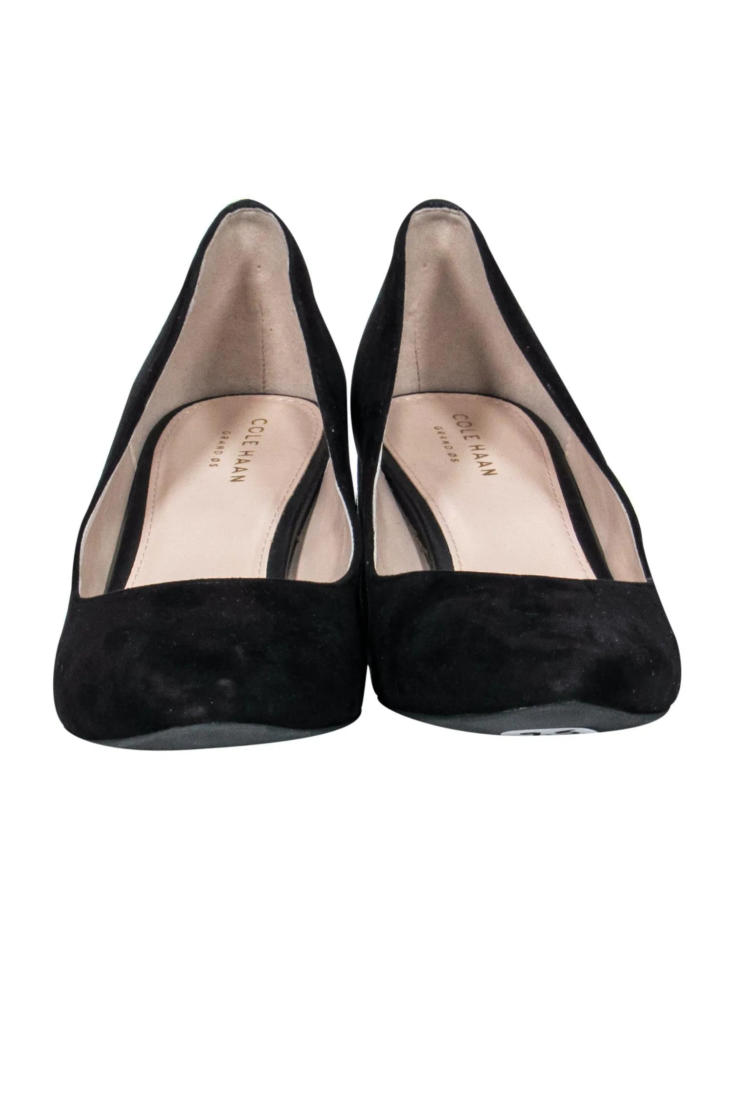 Cole Haan - Black Suede Pointed Toe Pumps w/ Block Heel Sz 9.5