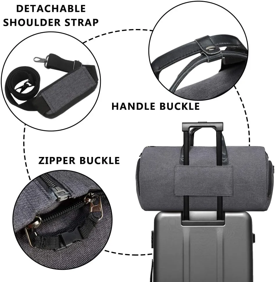 Convertible Garment Bag with Shoulder Strap, Modoker Carry on Garment Duffel Bag for Men Women - 2 in 1 Hanging Suitcase Suit Travel Bags (Black)