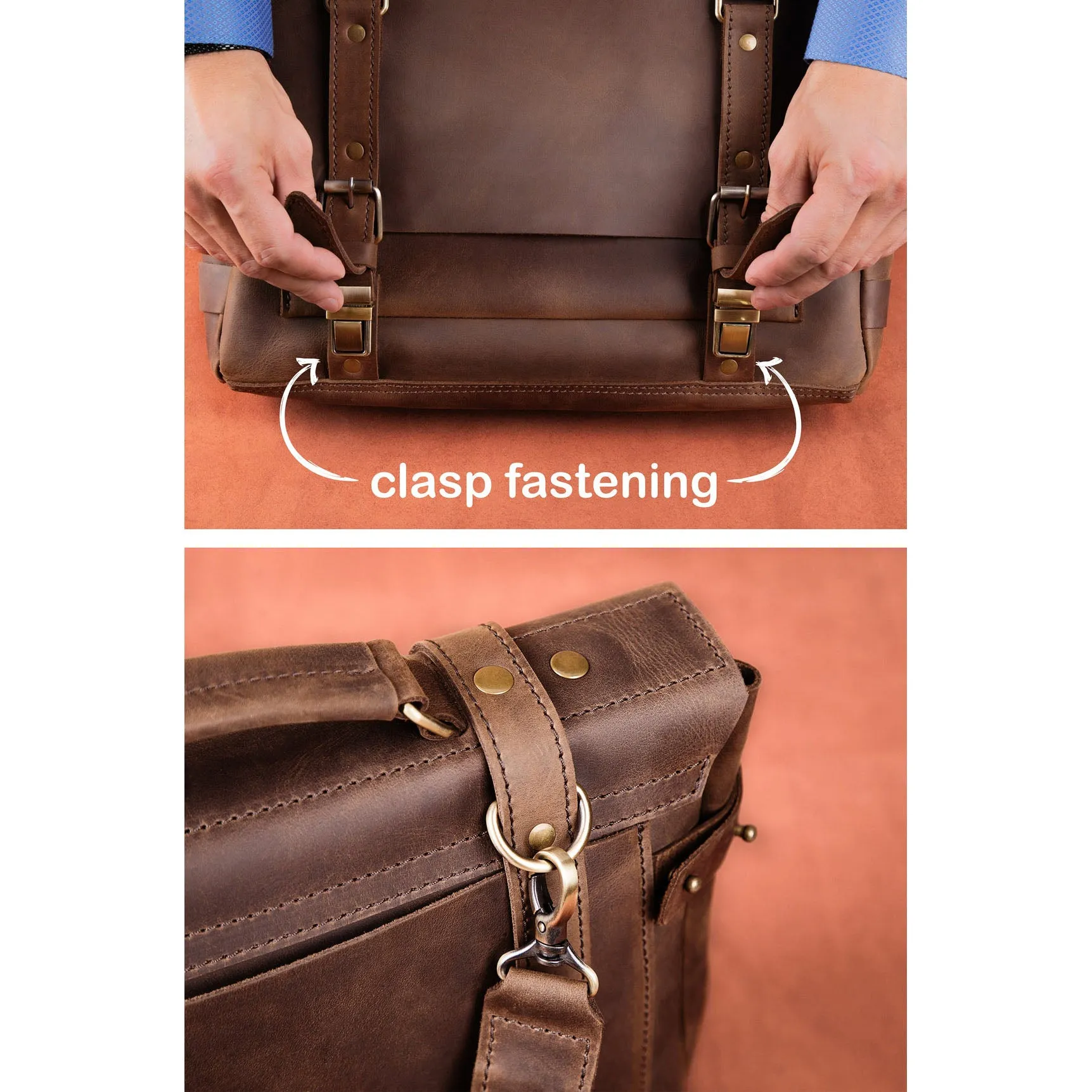 Dazzlo Genuine Leather Laptop Briefcase - Black / Brown / Tan - 16"