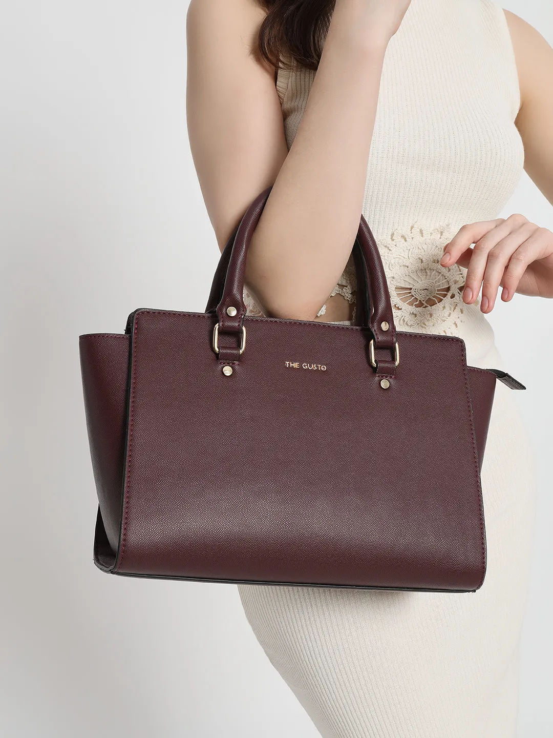 Elora Satchel Sling - Maroon   Wallet Combo