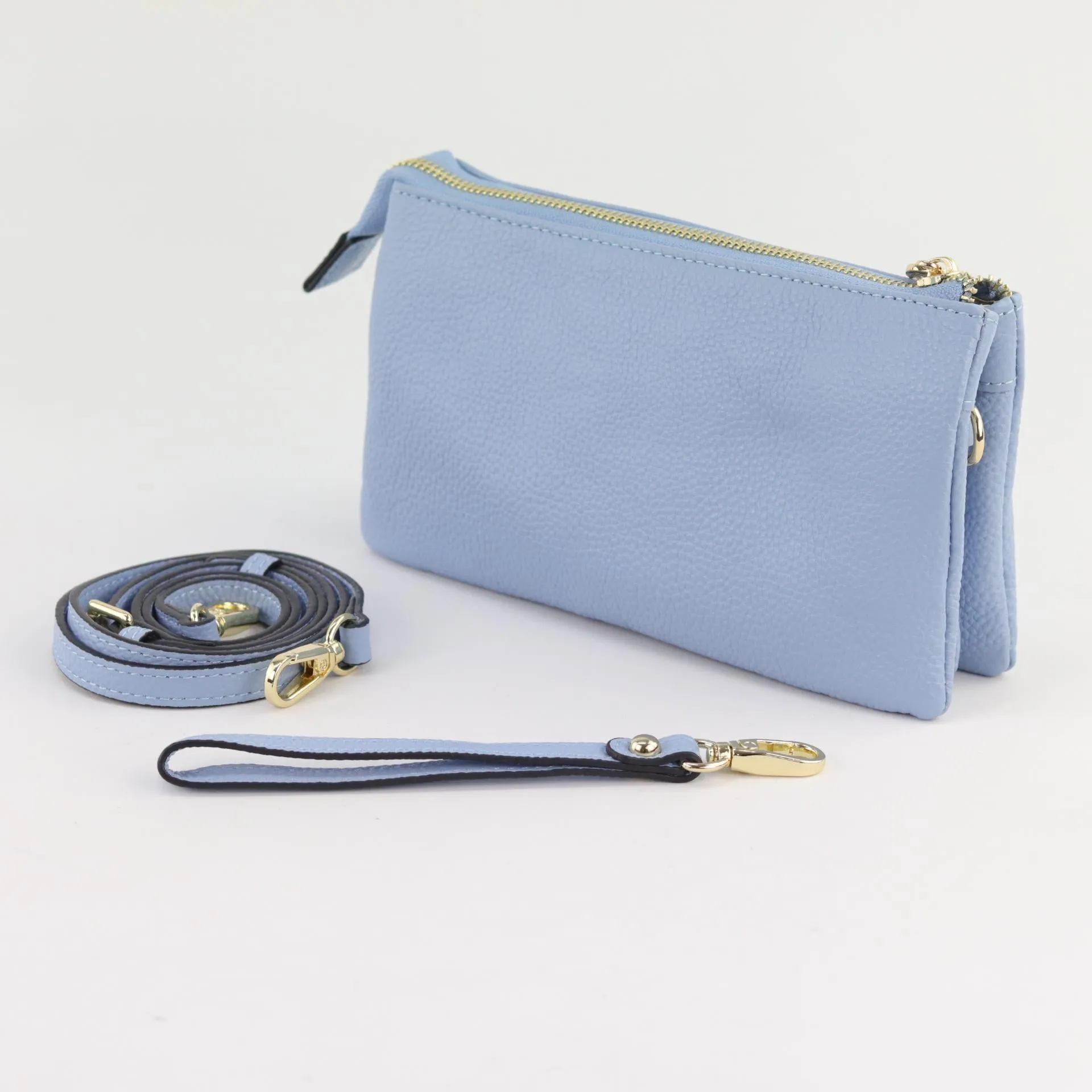 Evie pebbled leather clutch crossbody