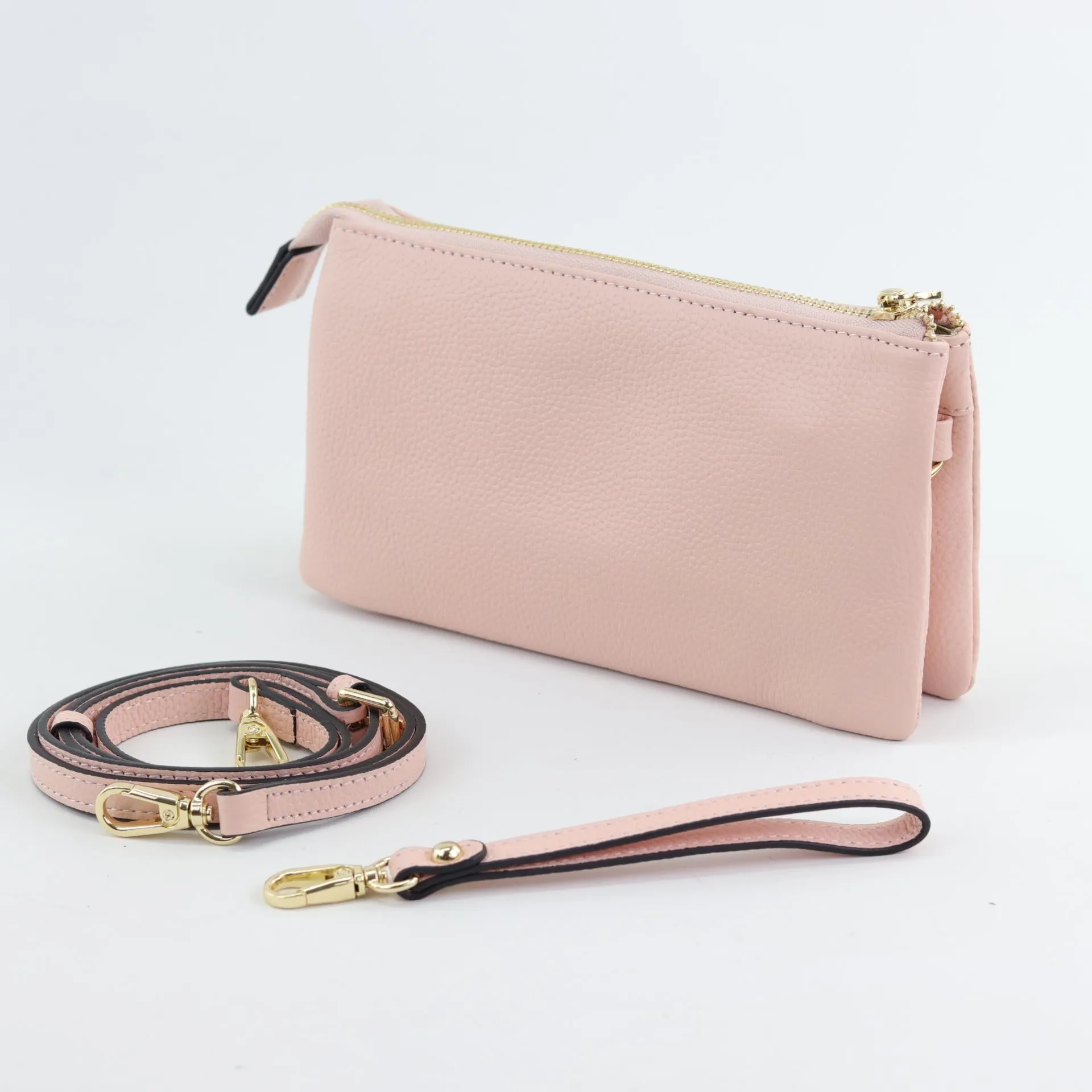Evie pebbled leather clutch crossbody