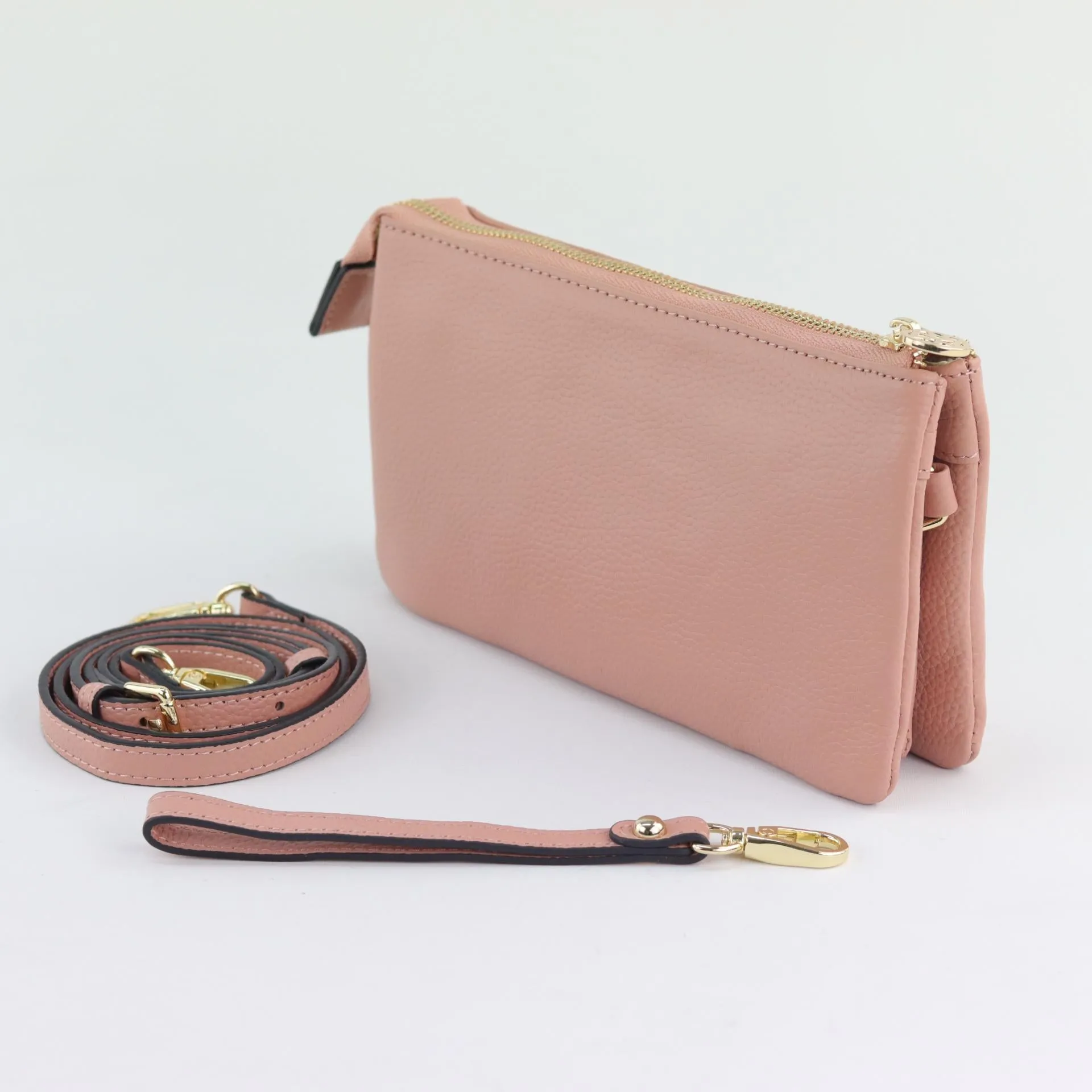 Evie pebbled leather clutch crossbody