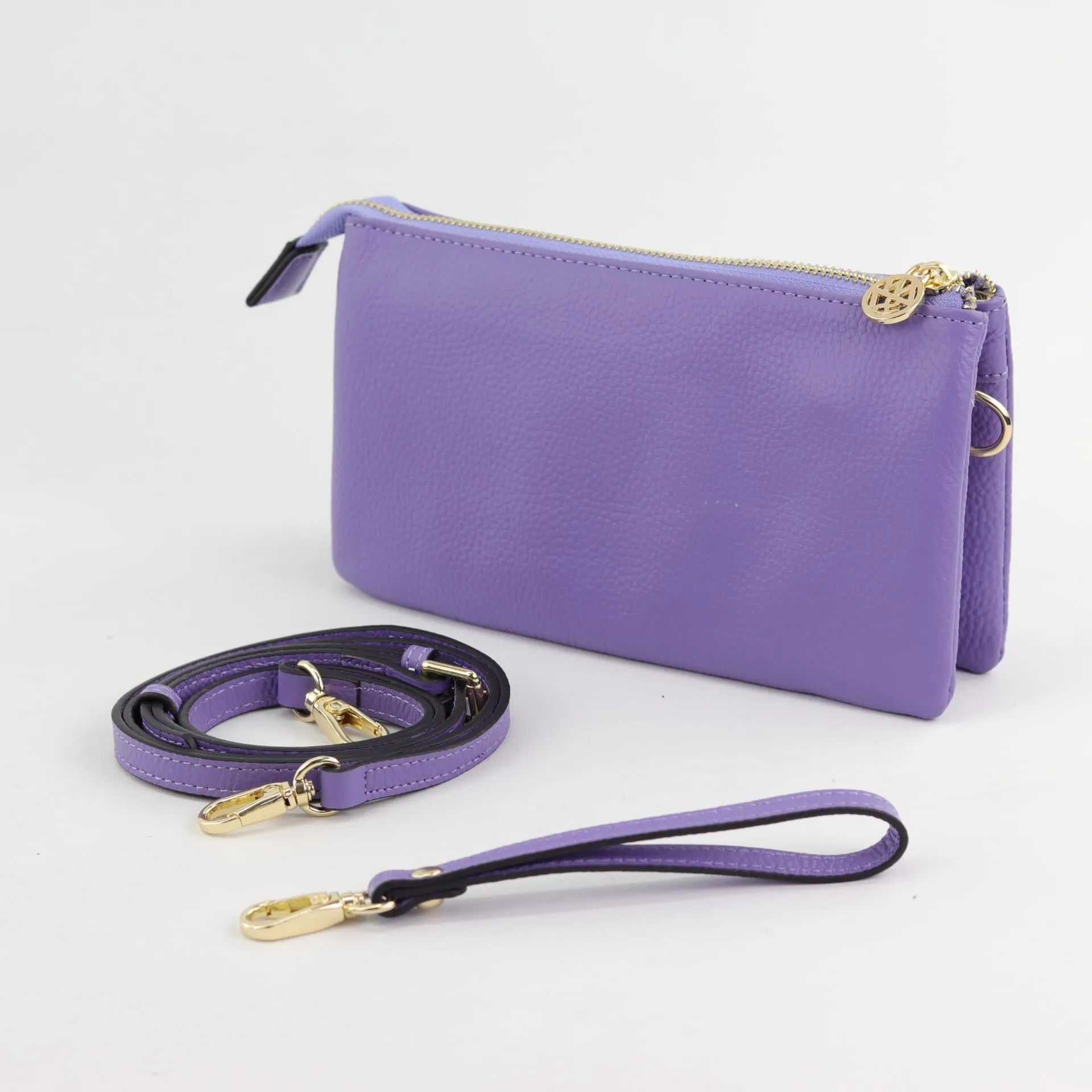 Evie pebbled leather clutch crossbody