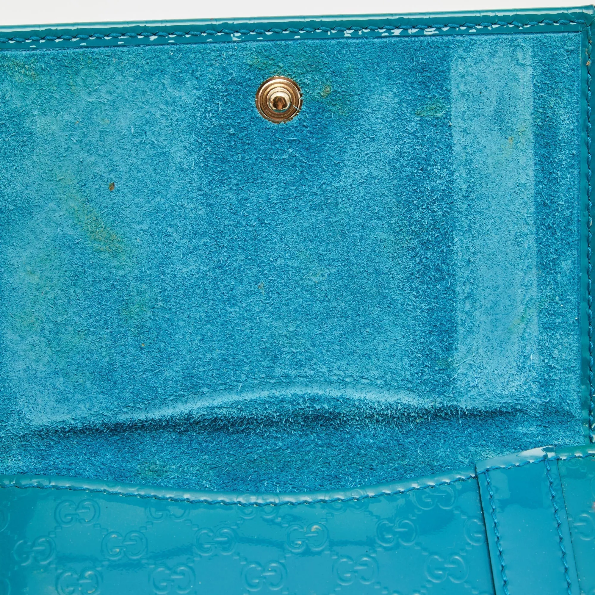 Gucci Turquoise Microguccisima Patent Leather Compact Wallet