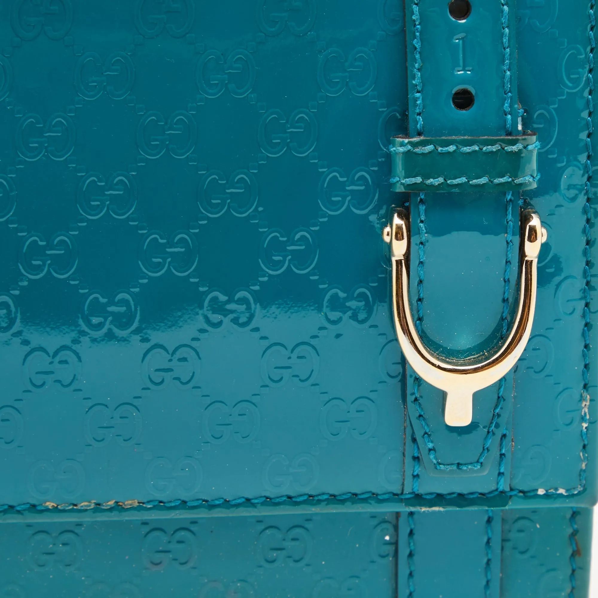 Gucci Turquoise Microguccisima Patent Leather Compact Wallet