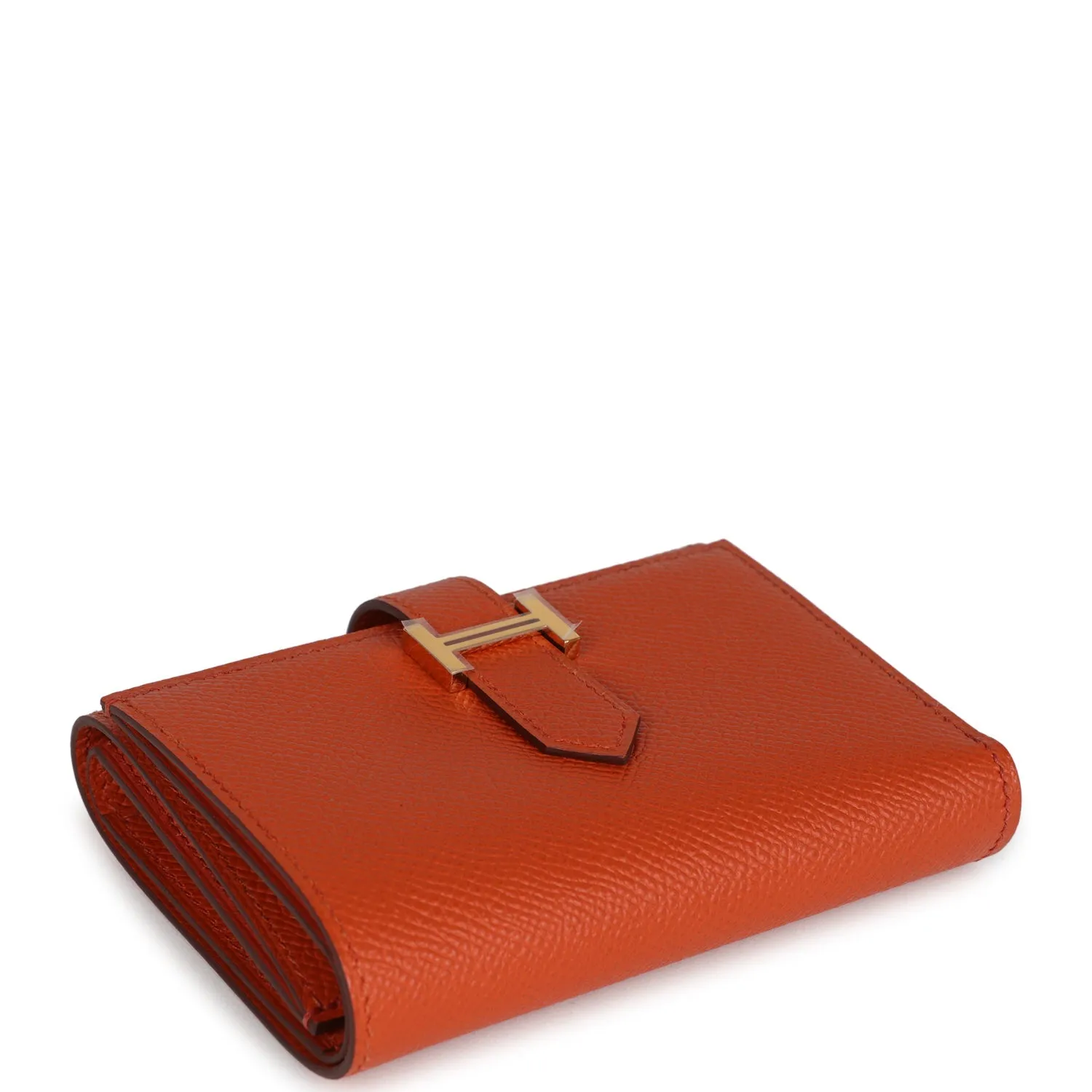 Hermes Bearn Combine Compact Wallet Terre Battue Epsom Gold Hardware
