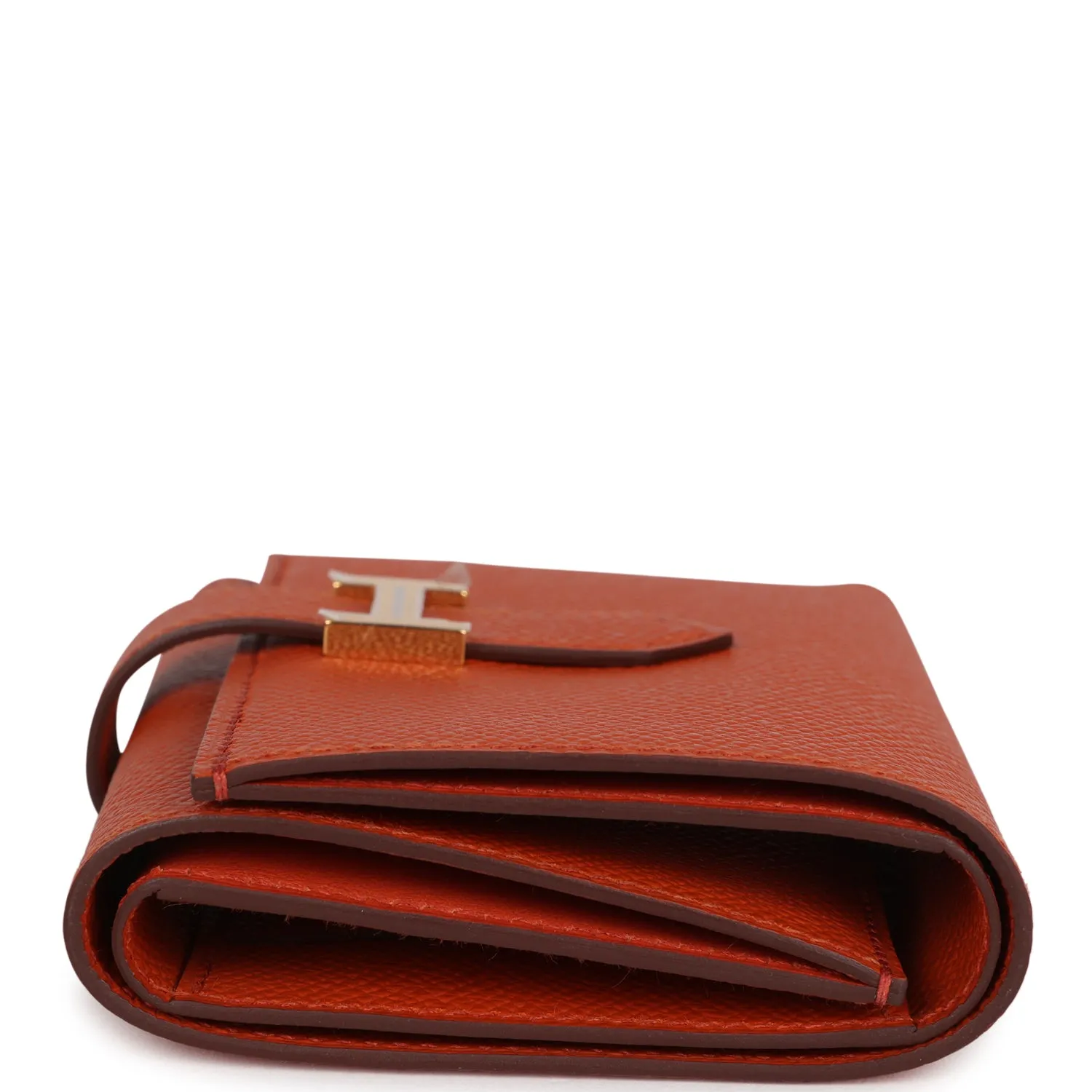 Hermes Bearn Combine Compact Wallet Terre Battue Epsom Gold Hardware