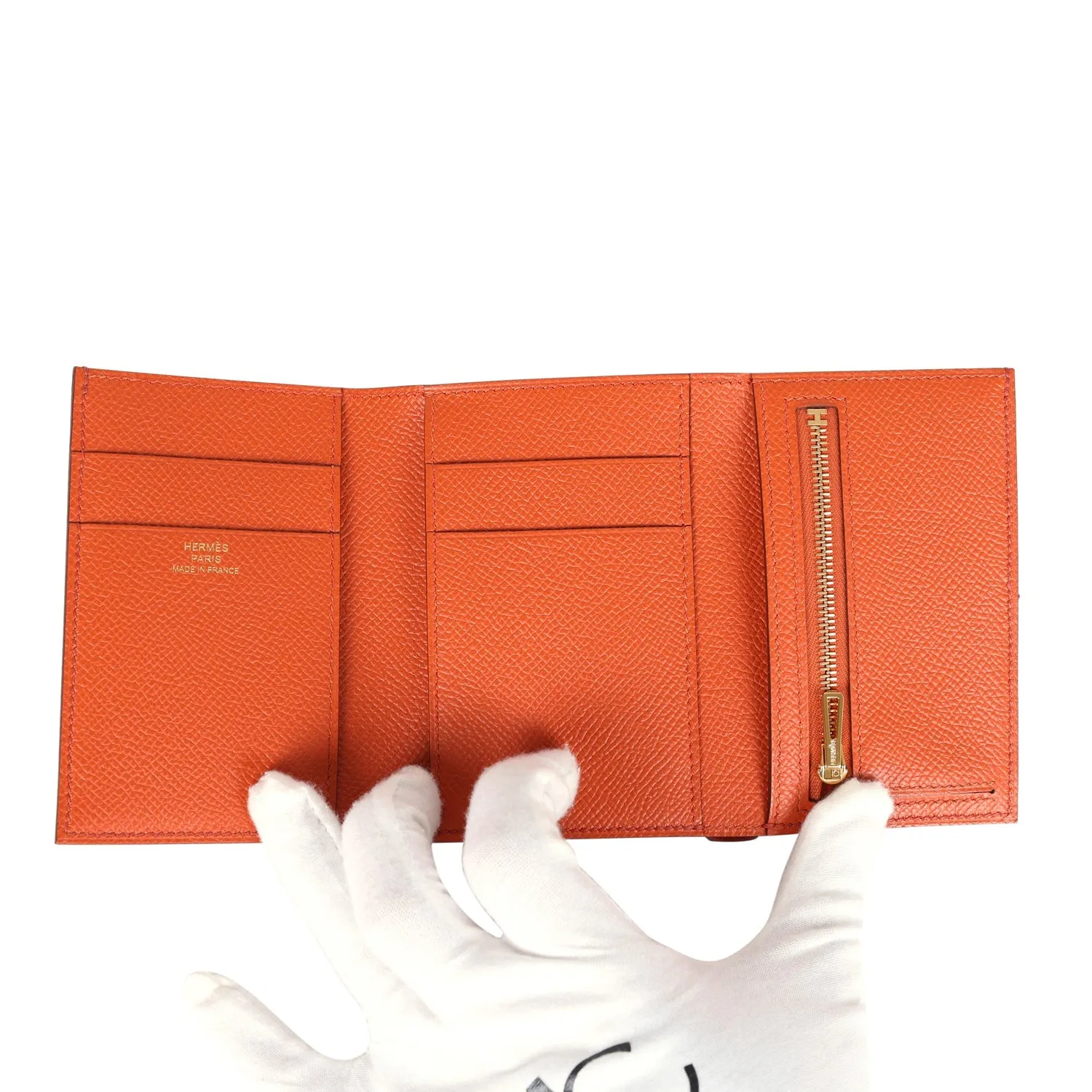 Hermes Bearn Combine Compact Wallet Terre Battue Epsom Gold Hardware