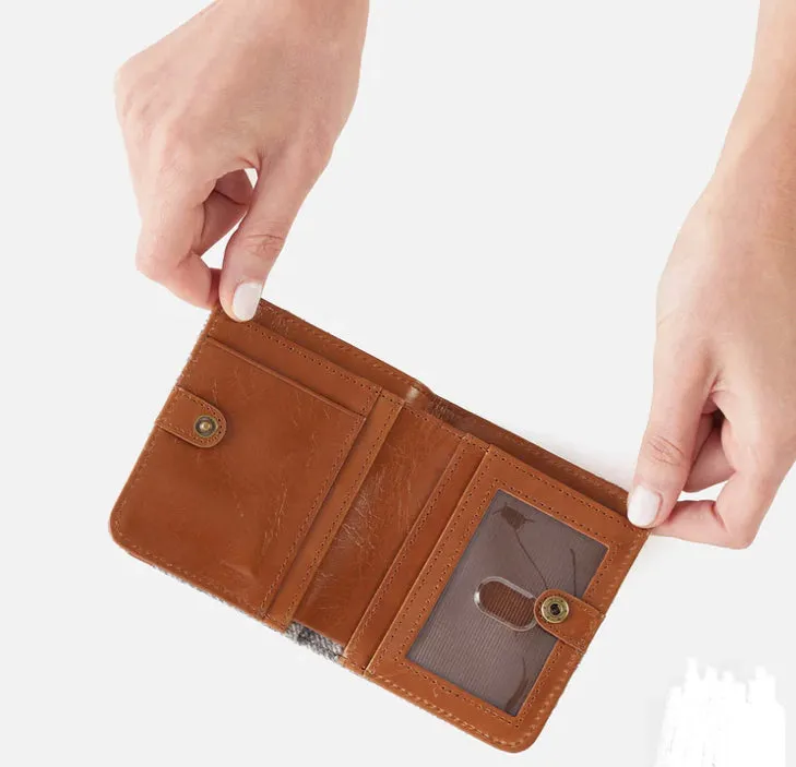 Hobo Max Mini Bifold Compact Wallet in Golden Herringbone