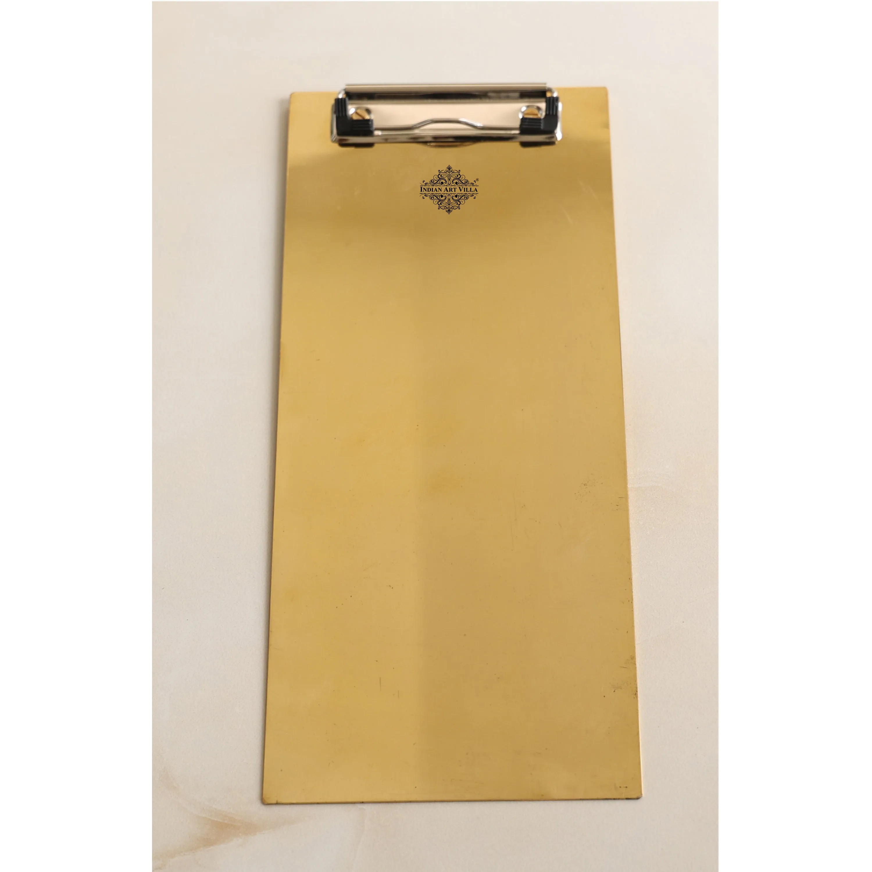 Indian Art Villa Pure Brass Clipboard/Paper Pad, for Restaurants and Order Noting, Length- 33.02 cm, Width - 12.95 cm