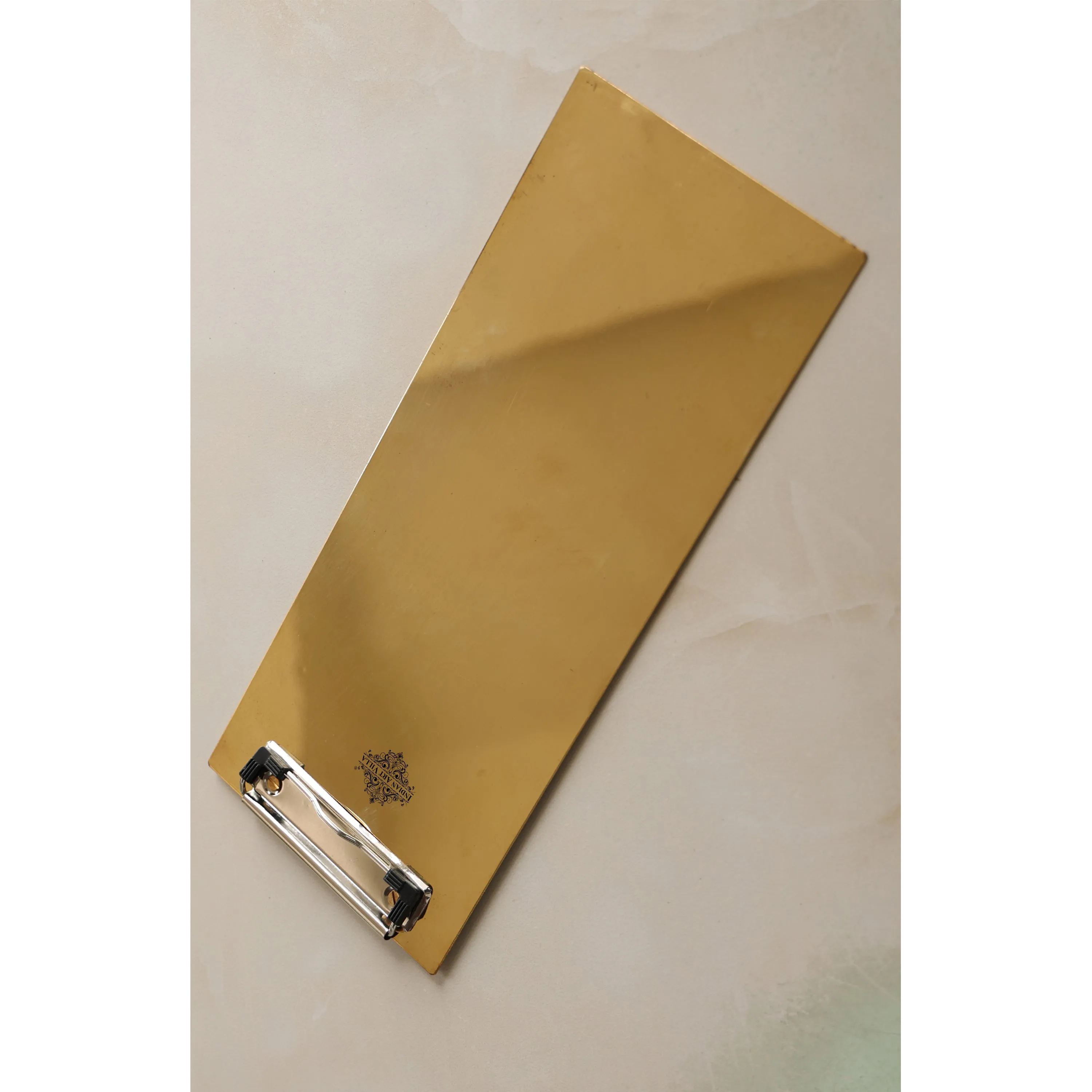 Indian Art Villa Pure Brass Clipboard/Paper Pad, for Restaurants and Order Noting, Length- 33.02 cm, Width - 12.95 cm