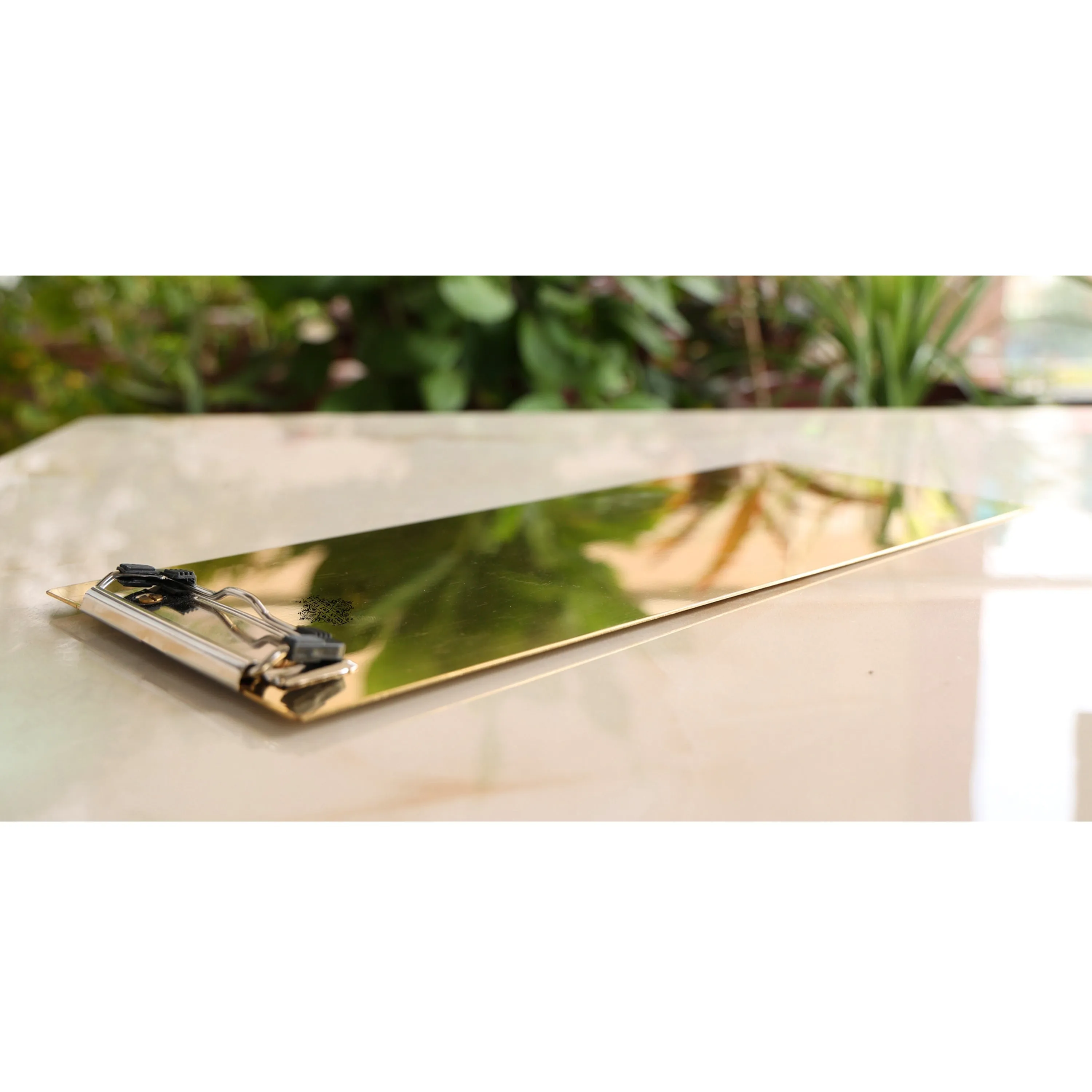 Indian Art Villa Pure Brass Clipboard/Paper Pad, for Restaurants and Order Noting, Length- 33.02 cm, Width - 12.95 cm