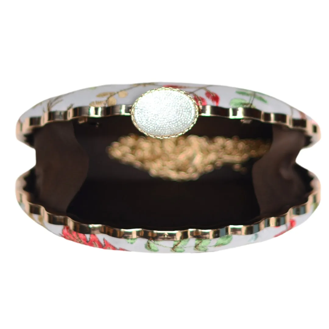 Multipattern Golden Embroidery Party Clutch