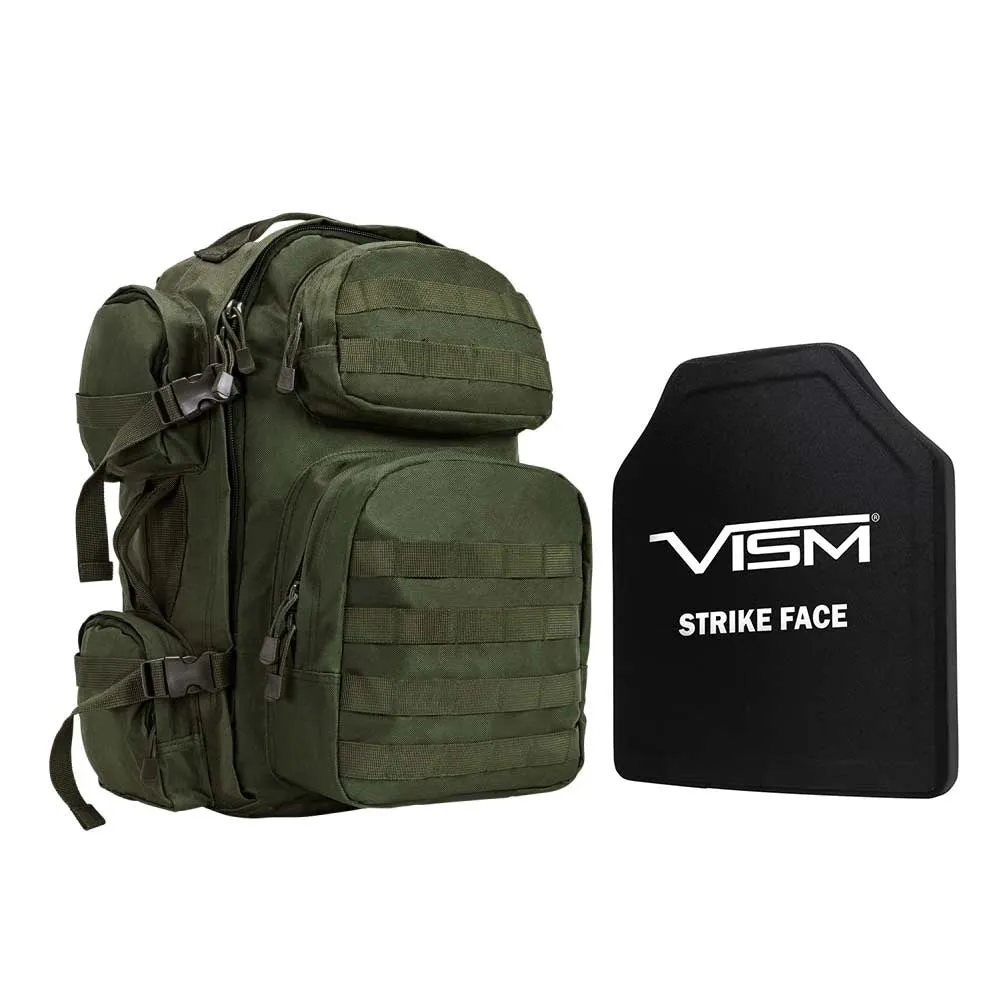 NcStar Tactical Backpack With 10"x12" Level III  Shooter's Cut PE Hard Ballistic Plate