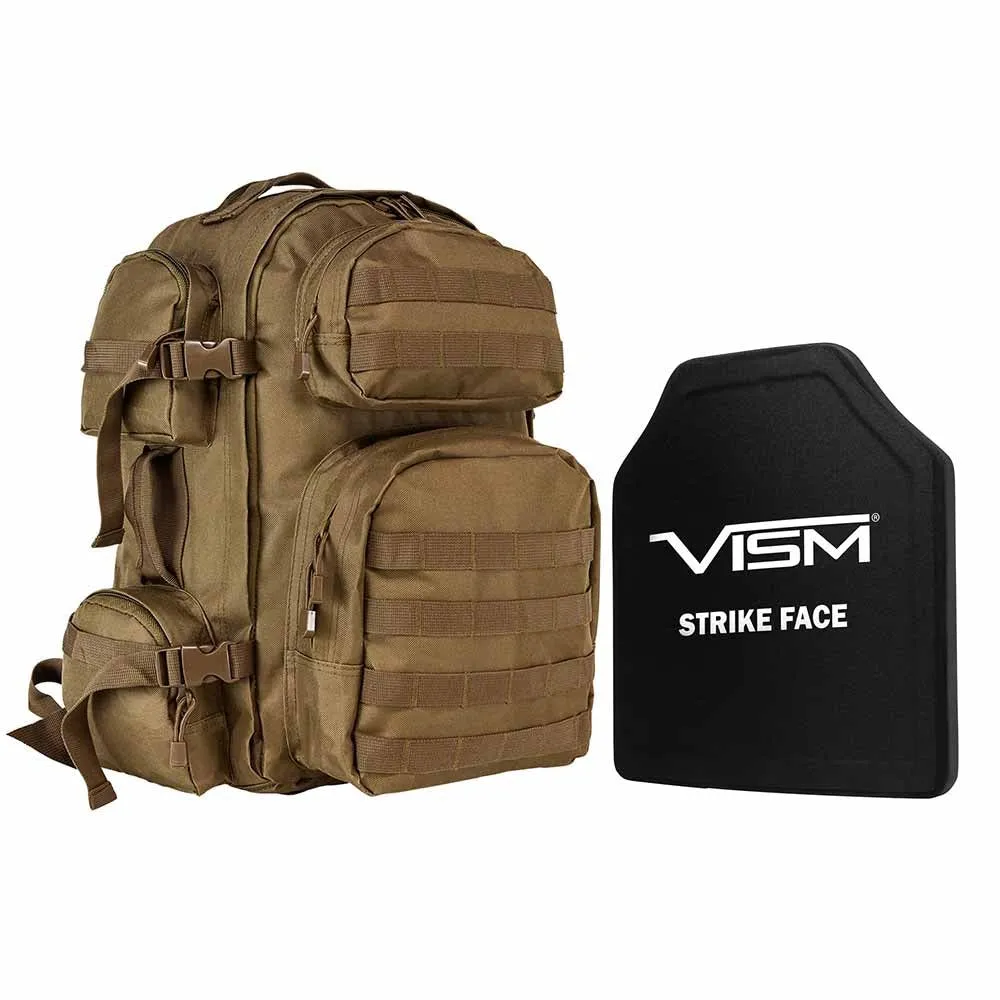 NcStar Tactical Backpack With 10"x12" Level III  Shooter's Cut PE Hard Ballistic Plate