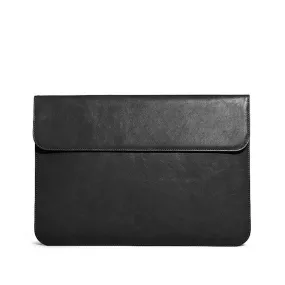 OCEAN Black Leather Laptop Sleeve with Flap & Internal Cushioning – Premium Protection Case for MacBook & Laptops (13" & 16")