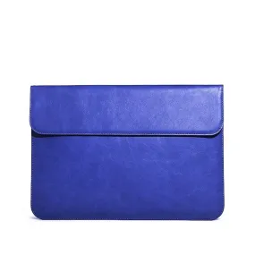 OCEAN Blue Leather Laptop Sleeve with Flap & Internal Cushioning – Premium Protection Case for MacBook & Laptops (13" & 16")