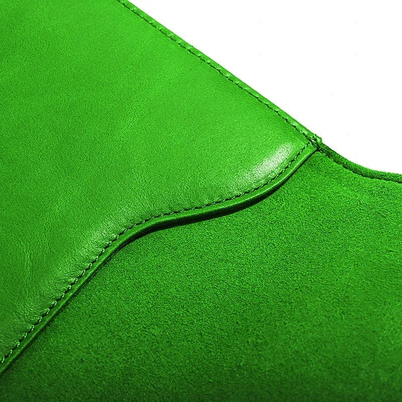 OCEAN Green Leather Laptop Sleeve with Flap & Internal Cushioning – Premium Protection Case for MacBook & Laptops (13" & 16")