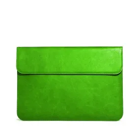 OCEAN Green Leather Laptop Sleeve with Flap & Internal Cushioning – Premium Protection Case for MacBook & Laptops (13" & 16")