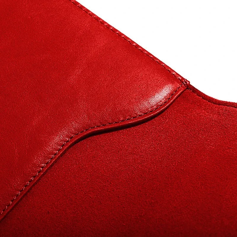 OCEAN Red Leather Laptop Sleeve with Flap & Internal Cushioning – Premium Protection Case for MacBook & Laptops (13" & 16")