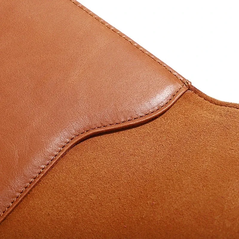 OCEAN Tan Leather Laptop Sleeve with Flap & Internal Cushioning – Premium Protection Case for MacBook & Laptops (13" & 16")