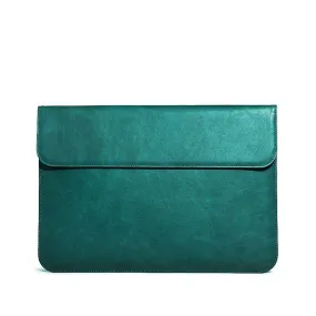 OCEAN Teal Leather Laptop Sleeve with Flap & Internal Cushioning – Premium Protection Case for MacBook & Laptops (13" & 16")