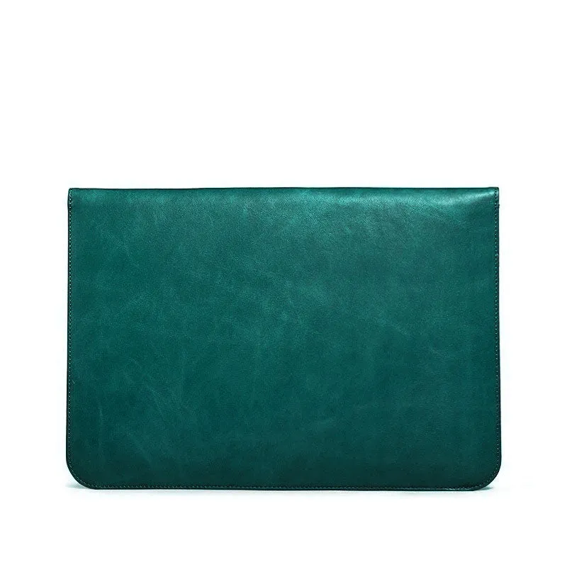 OCEAN Teal Leather Laptop Sleeve with Flap & Internal Cushioning – Premium Protection Case for MacBook & Laptops (13" & 16")
