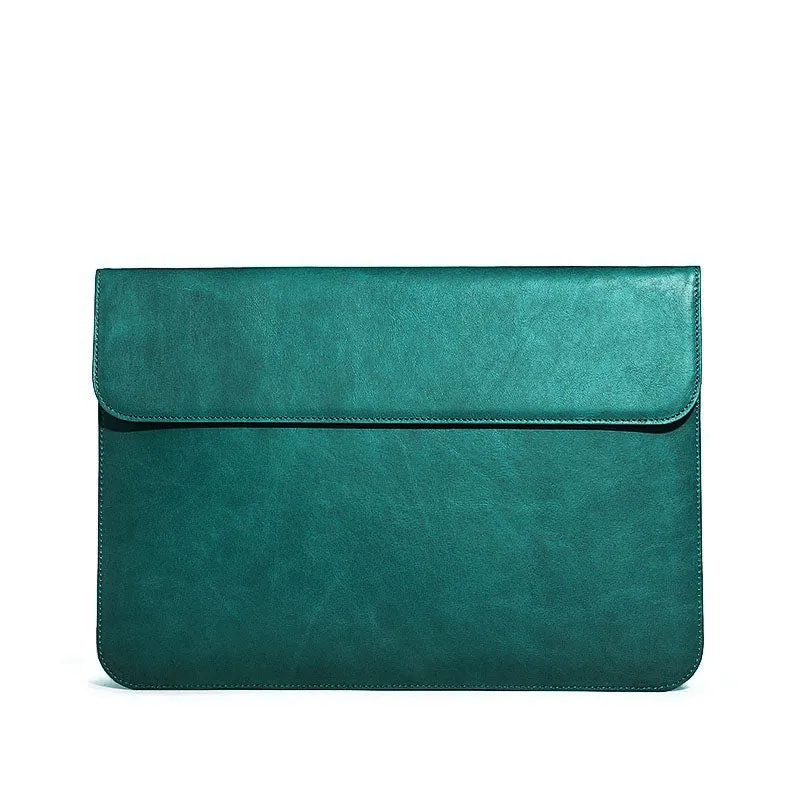 OCEAN Teal Leather Laptop Sleeve with Flap & Internal Cushioning – Premium Protection Case for MacBook & Laptops (13" & 16")