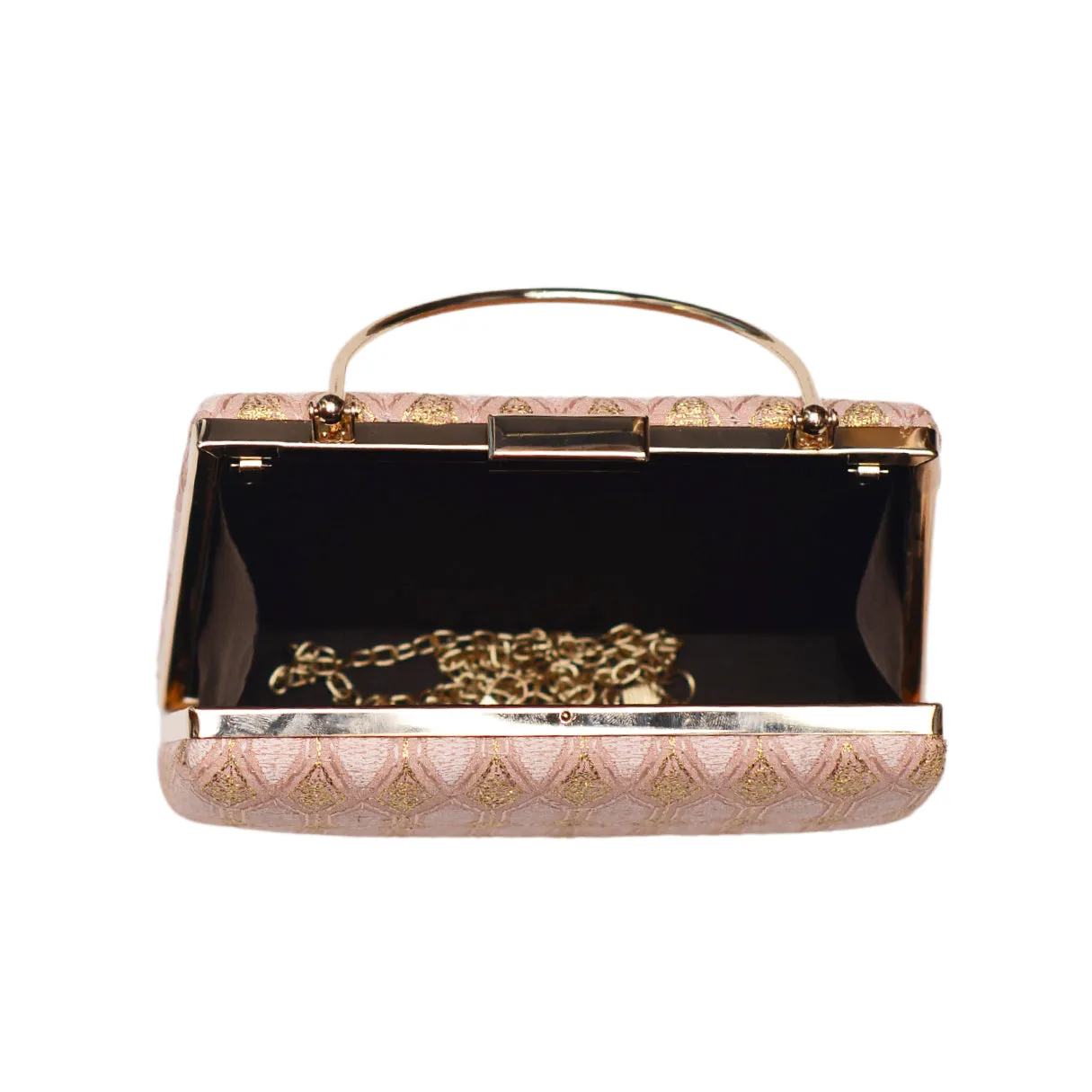 Peach And Golden Embroidery Clutch