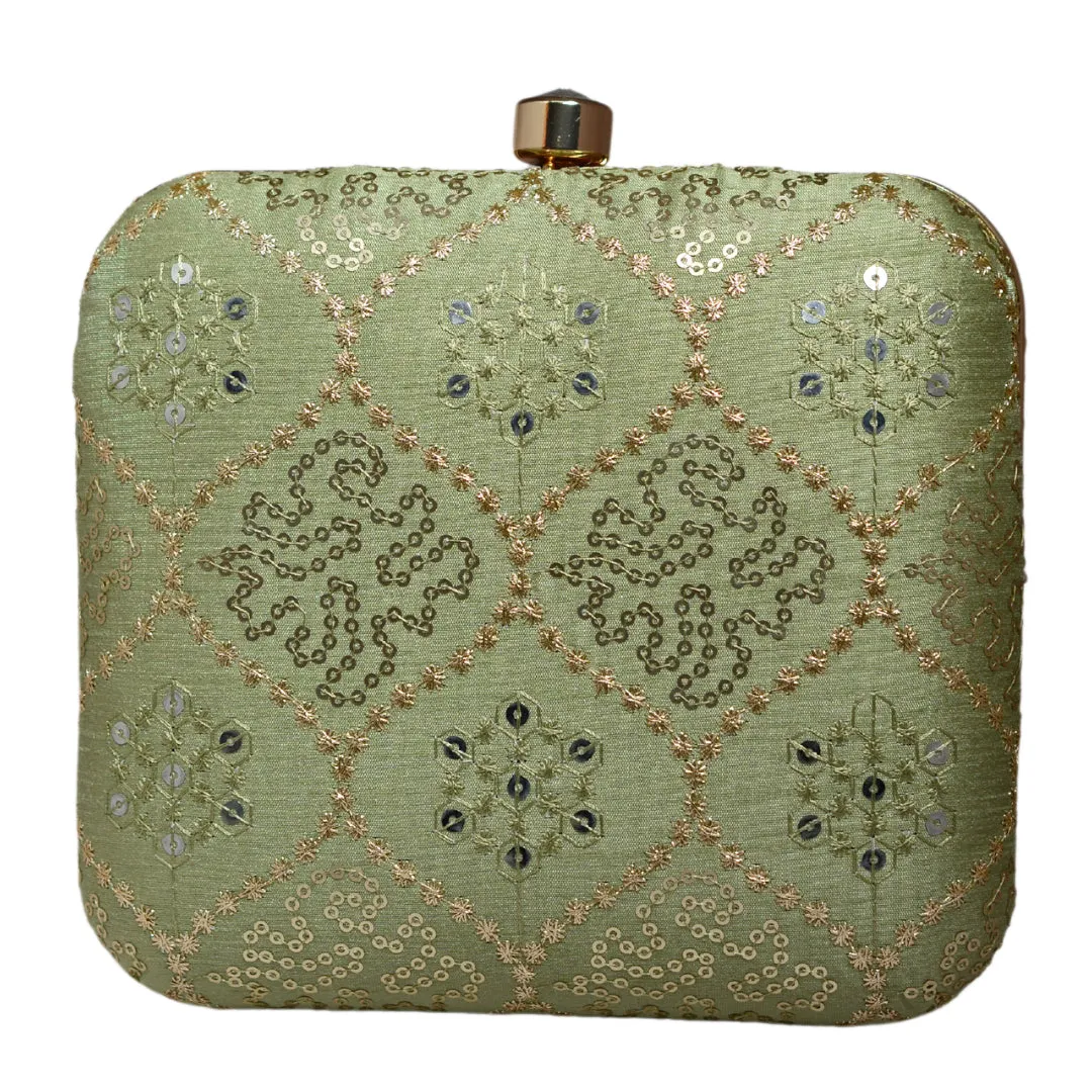 Pista Multipattern Sequins Embroidery Clutch