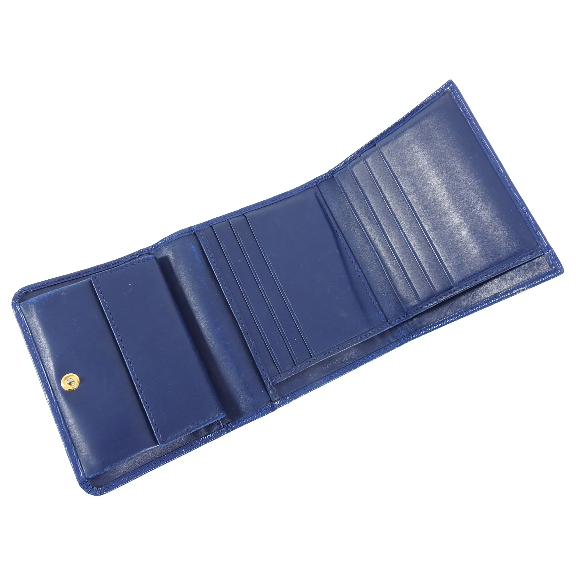 Prada Blue Trifold Leather Wallet