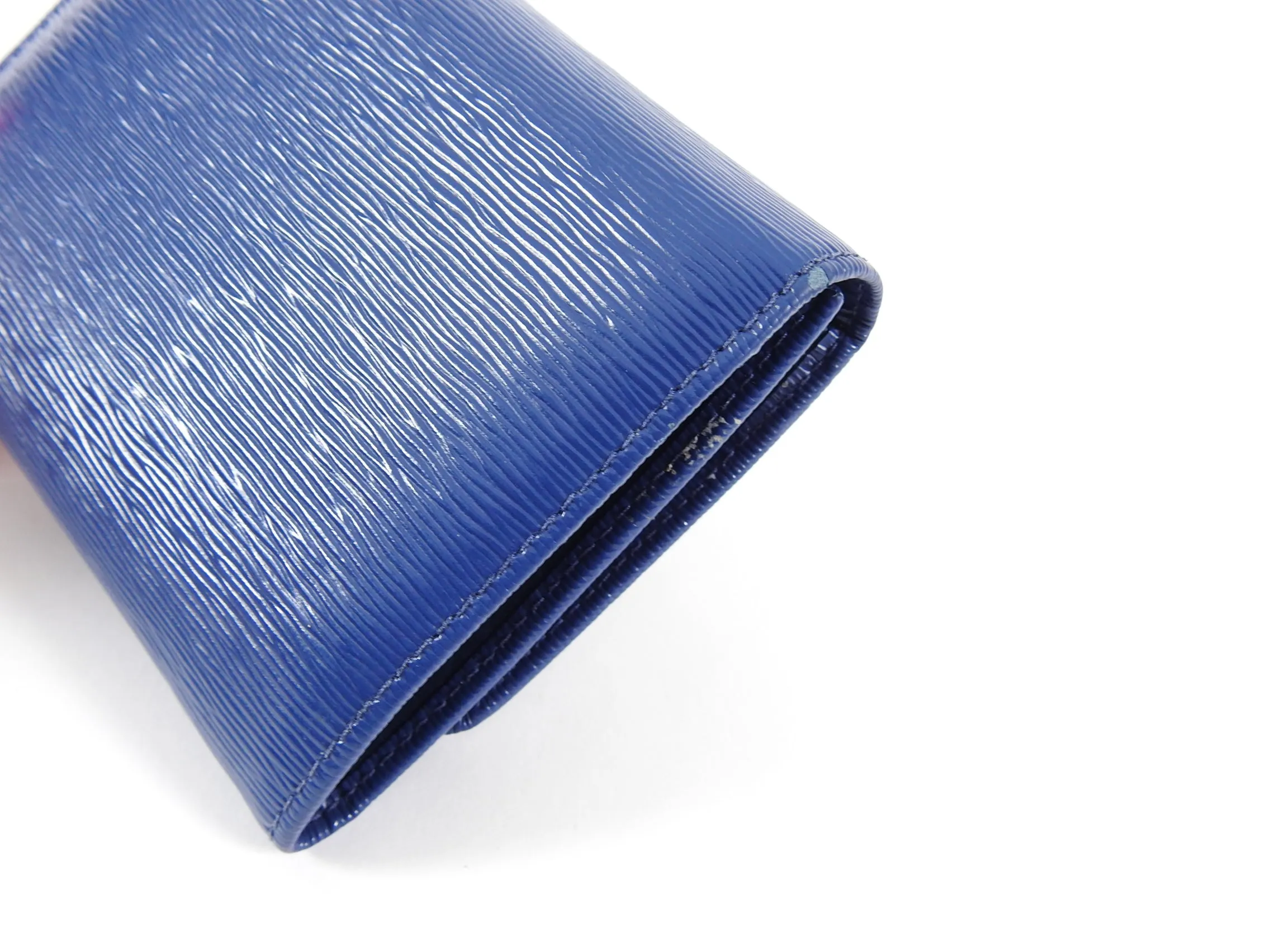 Prada Blue Trifold Leather Wallet