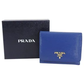 Prada Blue Trifold Leather Wallet