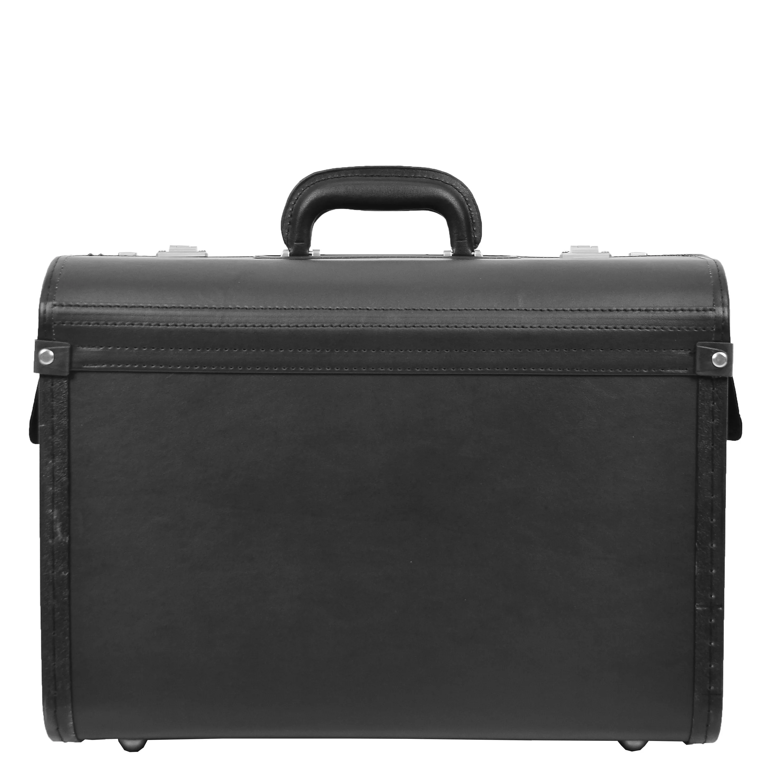 Professionals Pilot Case Large Black Faux Leather Briefcase with Lock Business Document Bag Porto