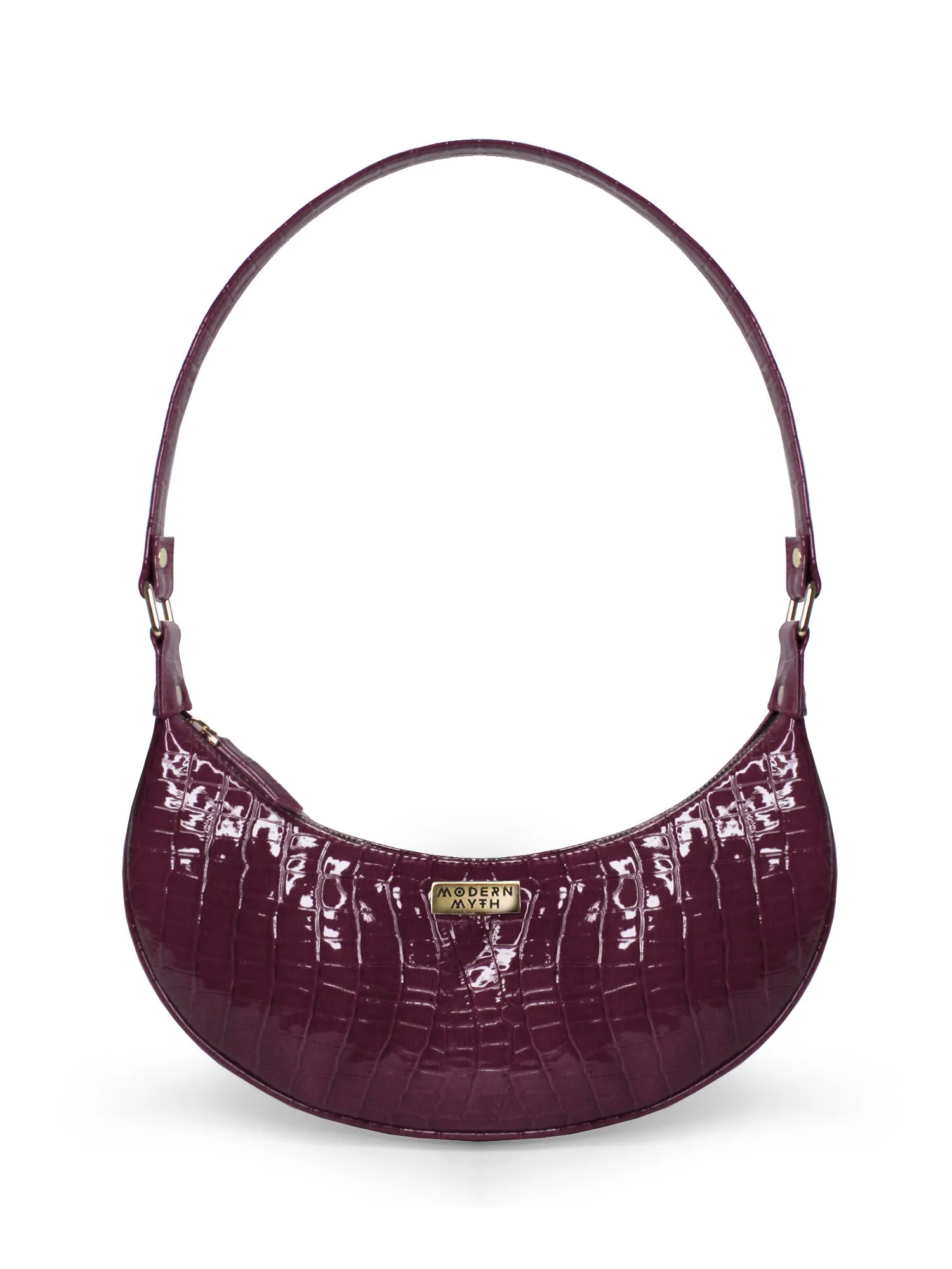 Purple Croco Half Moon Baguette Shoulder Bag | Modern Myth