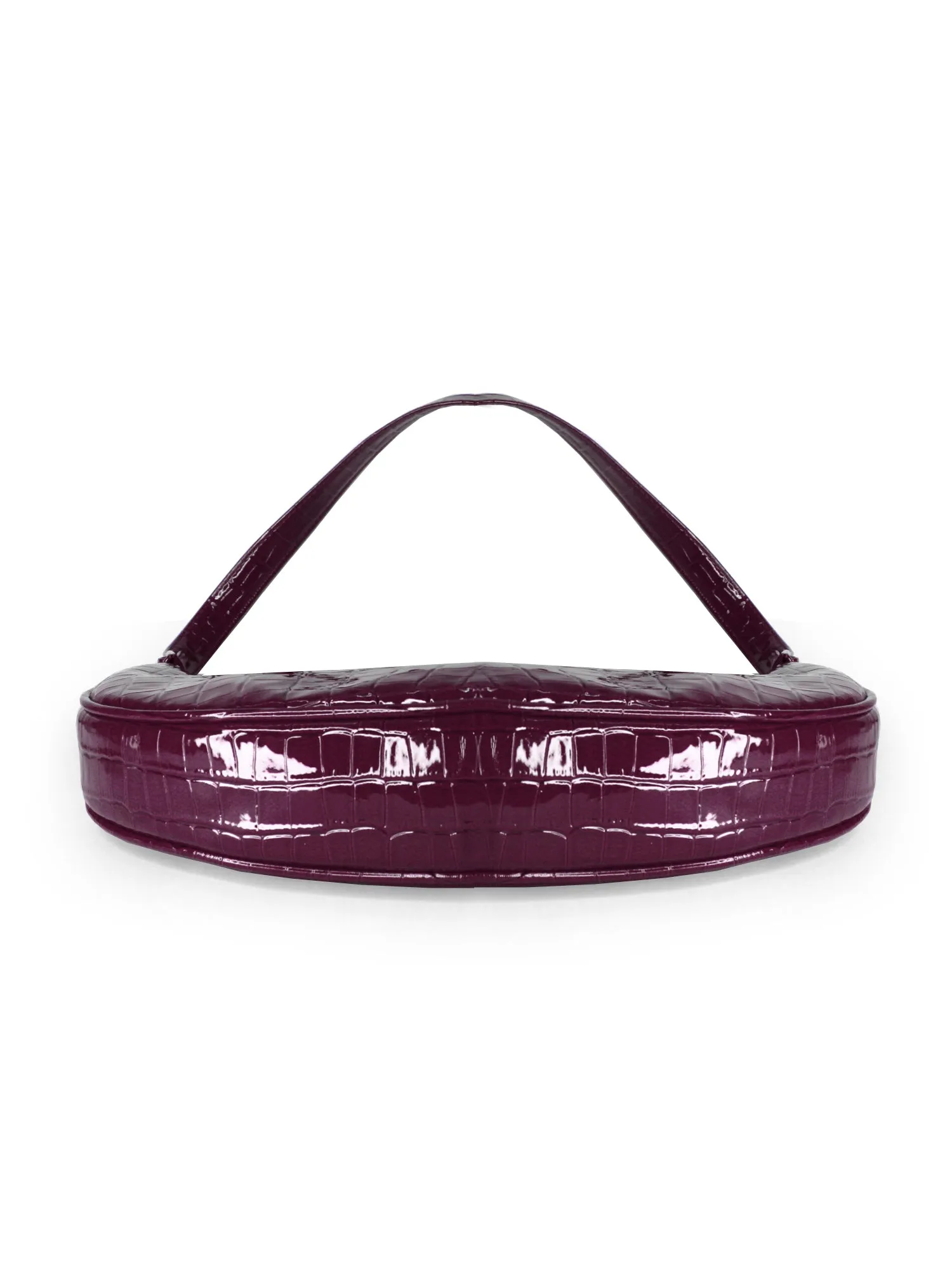 Purple Croco Half Moon Baguette Shoulder Bag | Modern Myth