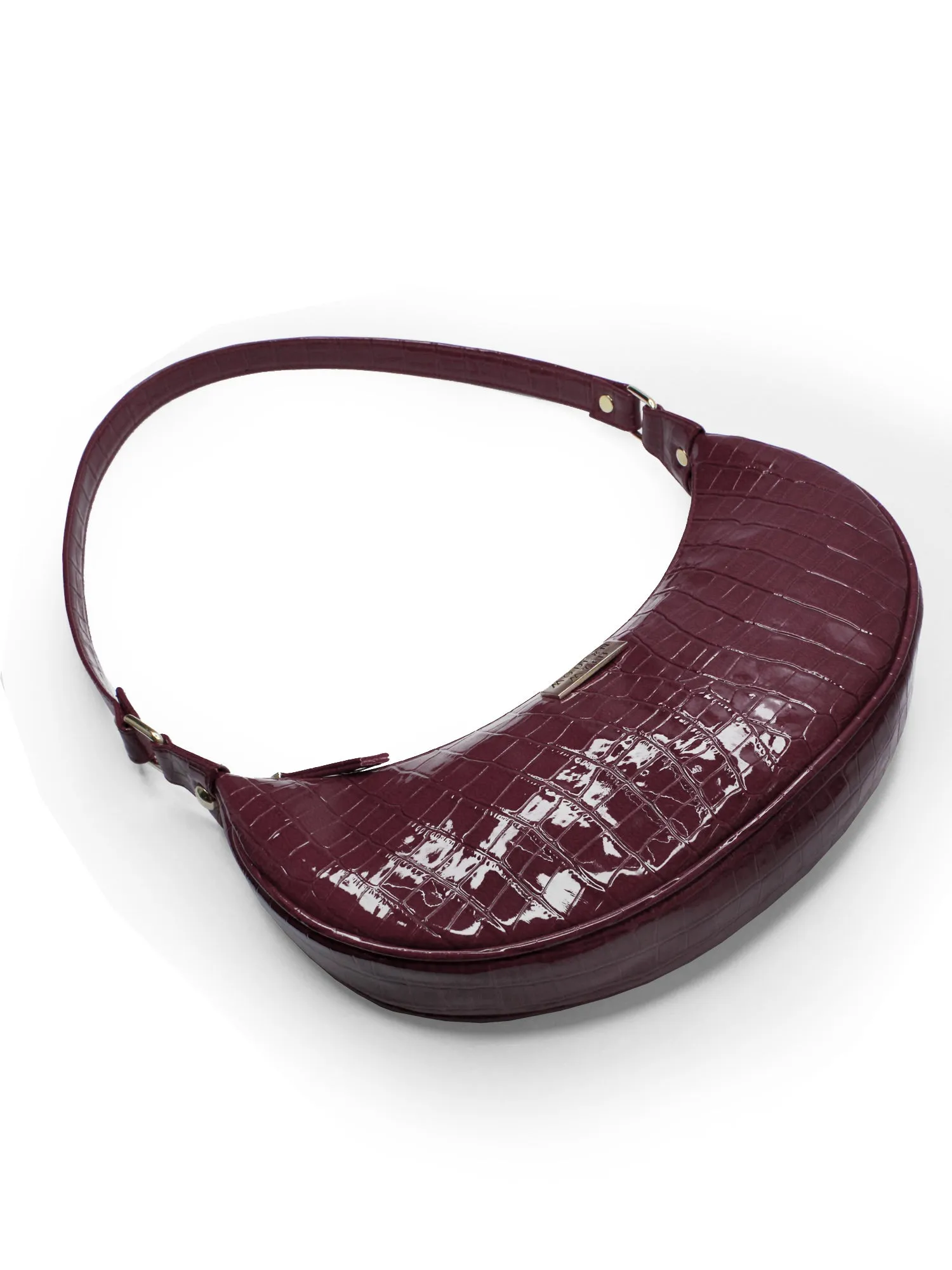 Purple Croco Half Moon Baguette Shoulder Bag | Modern Myth
