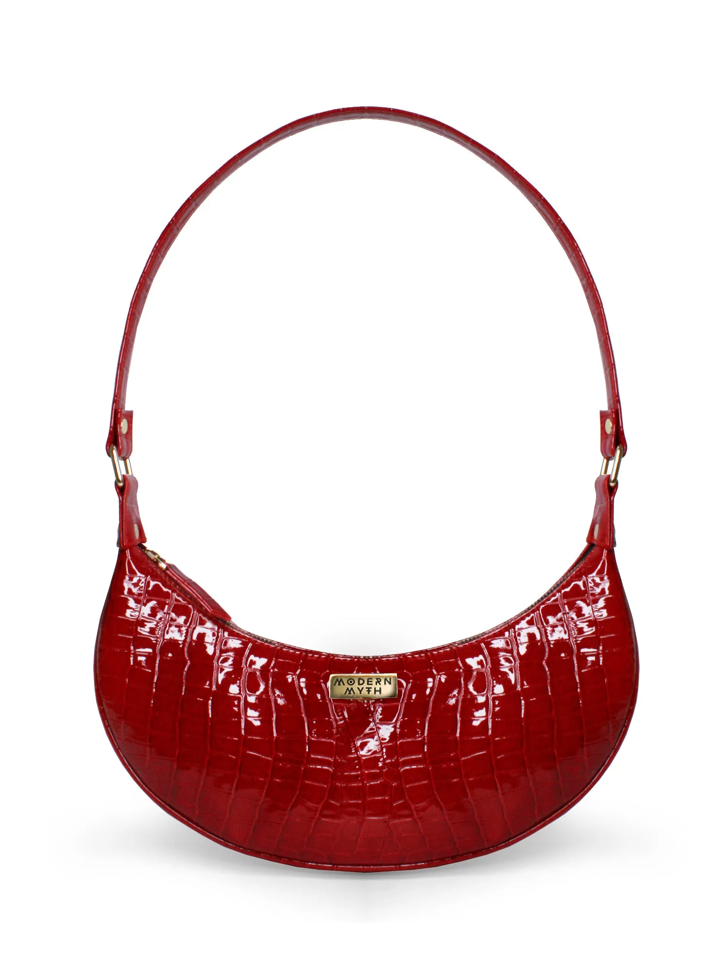 Red Croco Half Moon Baguette Shoulder Bag | Modern Myth